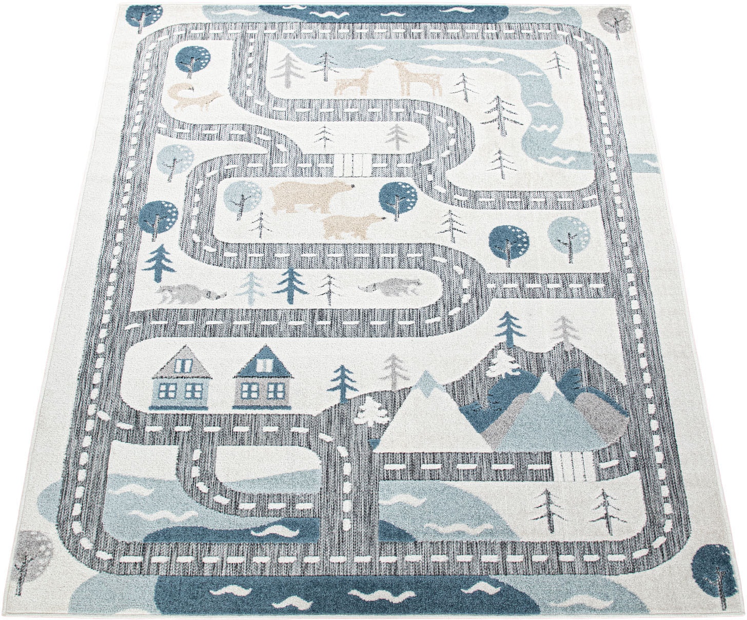 Image of Paco Home Kinderteppich »Tweet 460«, rechteckig, 8 mm Höhe, Flachgewebe, Hoch-Tief-Effekt, Strassen-Spiel-Teppich, In- und Outdoor geeignet, Kinderzimmer bei Ackermann Versand Schweiz