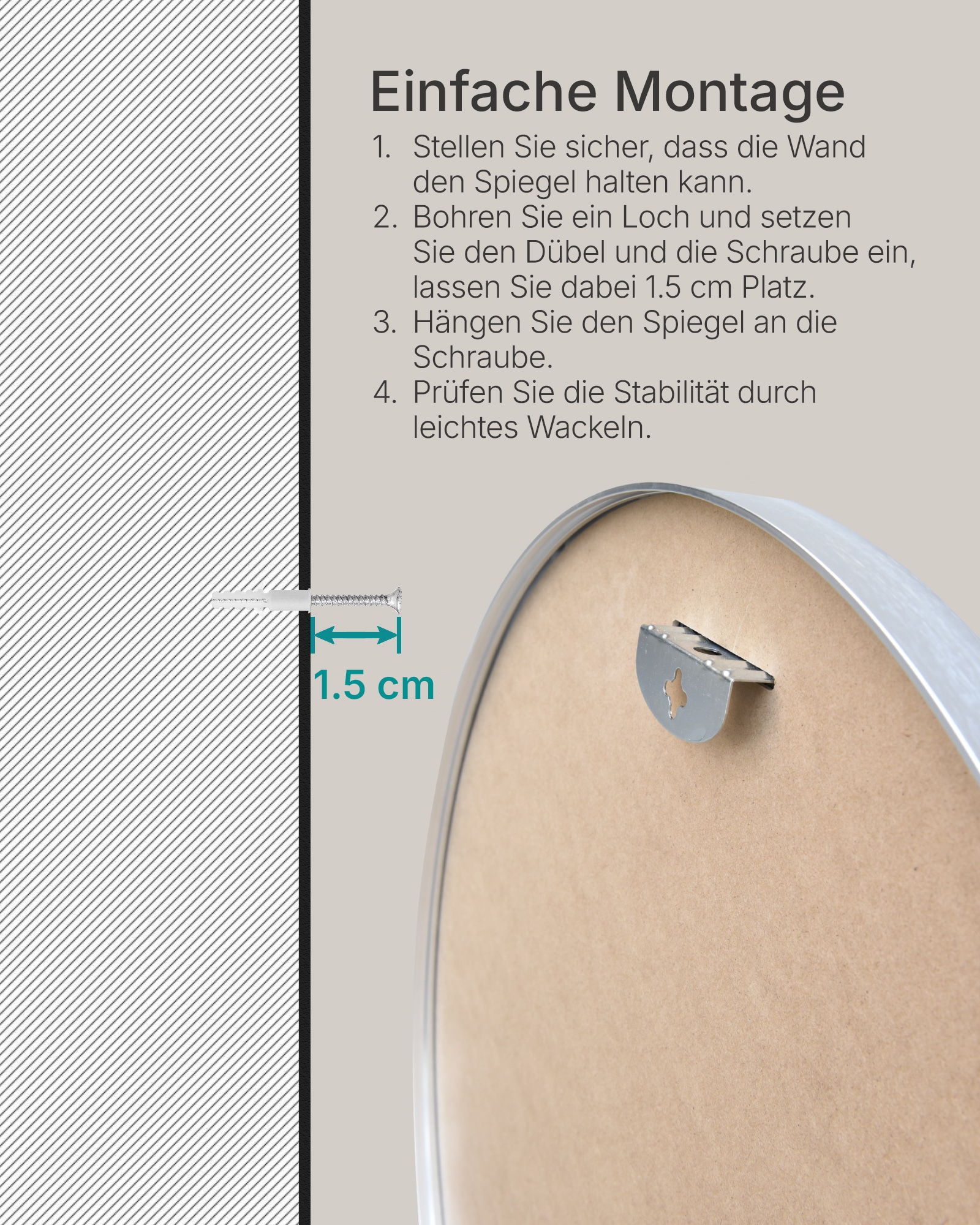 GOODproduct Miroir »Wandspiegel Addrik, wahlweise in 2 Grössen 60x60cm oder 80x80cm« forme ronde, en plusieurs couleurs