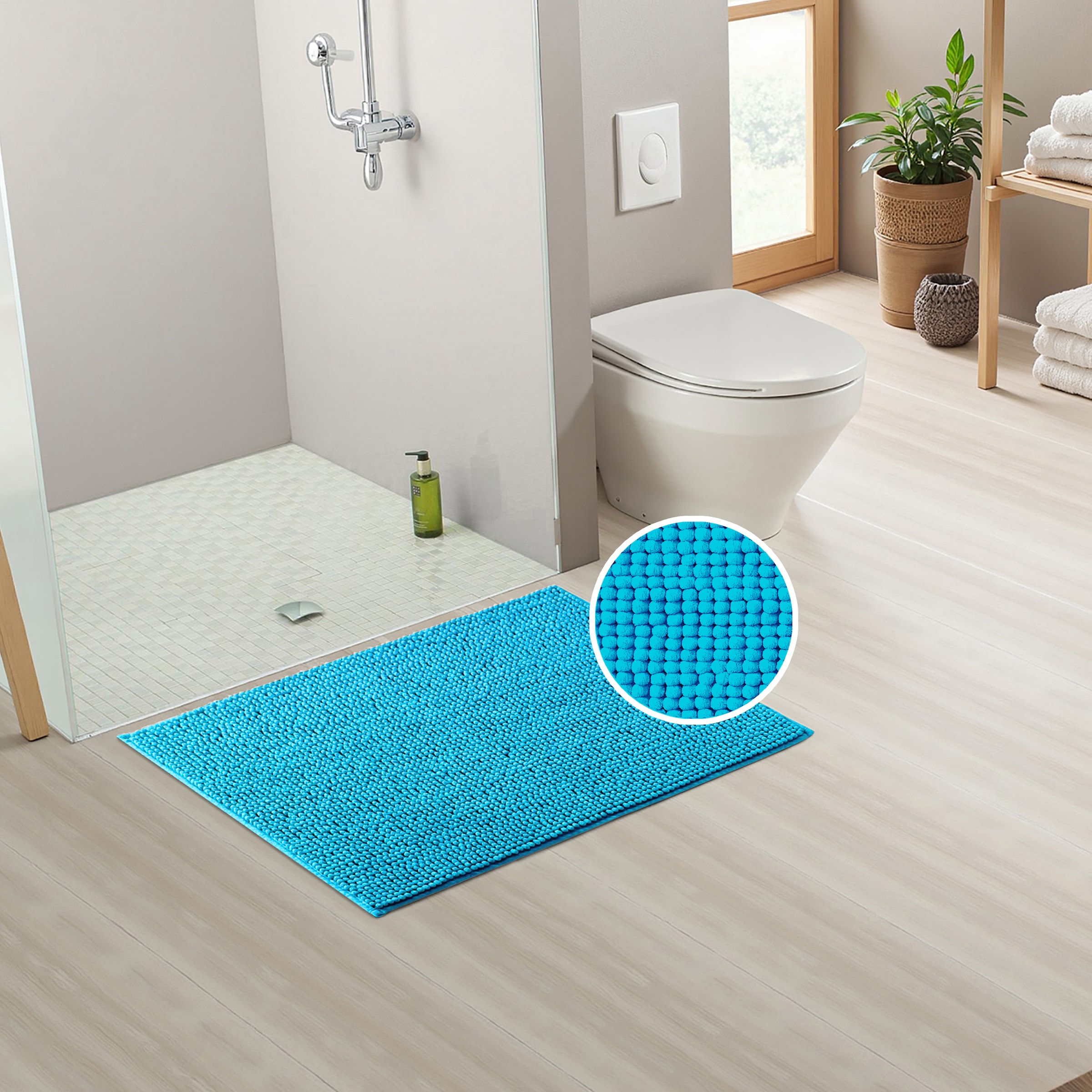 my home Badematte »Vanessa Chenille, Badvorleger, Badezimmer Teppich, Duschvorleger« Höhe 15 mm fussbodenheizungsgeeignet | schnell trocknend | strapazierfähig Uni Farben, besonders weich