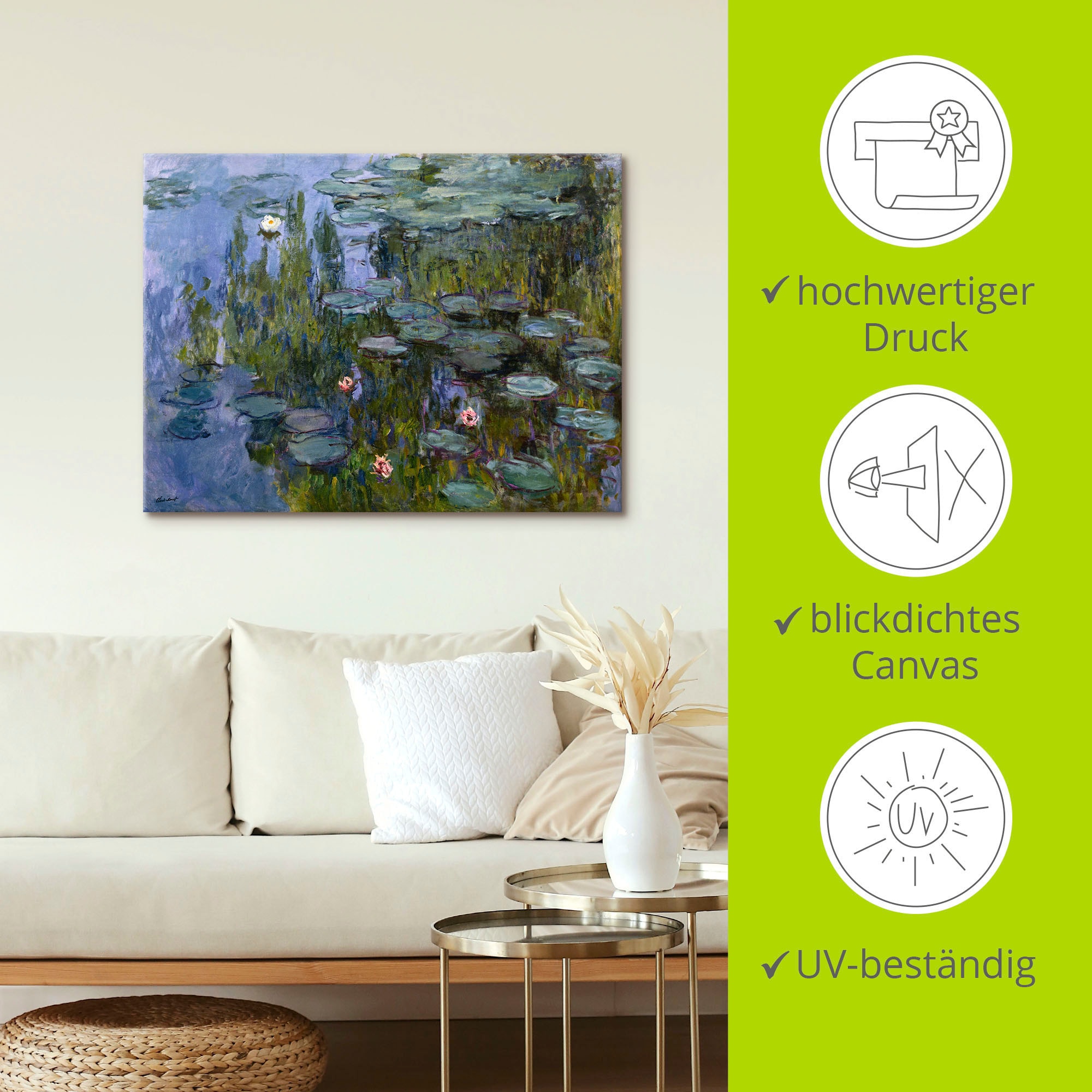 Artland Wandbild »Seerosen (Nympheas). 1918/1921.«, Blumen, (1 St.), als Leinwandbild, Poster, Wandaufkleber in verschied. Grössen