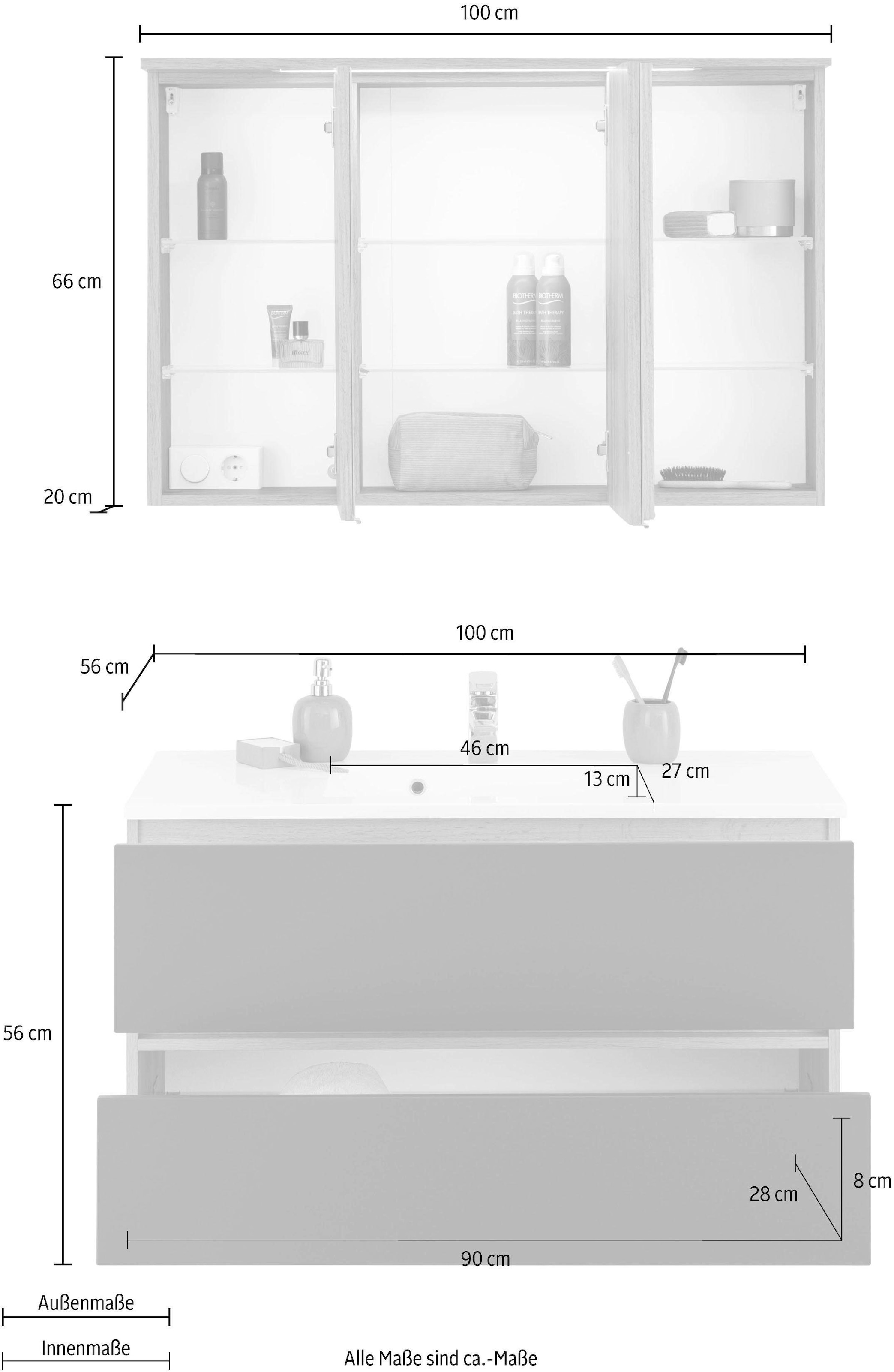 welltime Ensemble de meubles de salle de bain »Lucca« 2 cuis tlg.