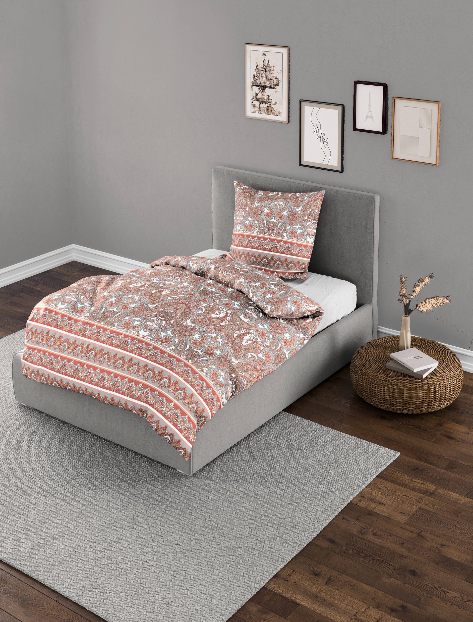 BIERBAUM Bettwäsche »3371« 2 Stk. tlg. Mako-Satin, 100 % Baumwolle, pflegeleicht