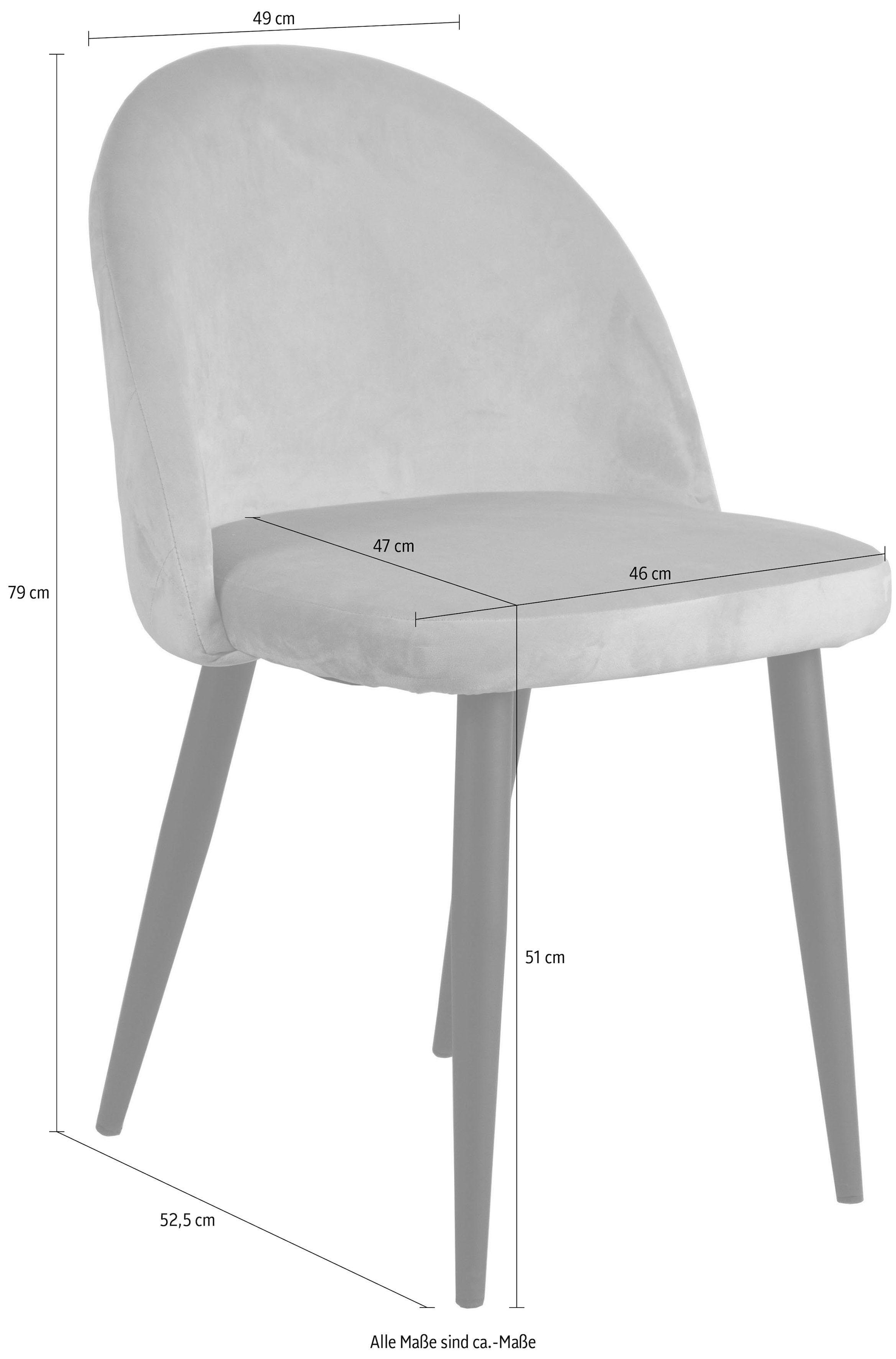 SIT Chaise rembourrée »2er Set Samt Altrosa Stahlgestell Schwarz« (Ensemble) 2 cuisRevêtement en velours noble vieux rose avec piqûres carreaux modernes