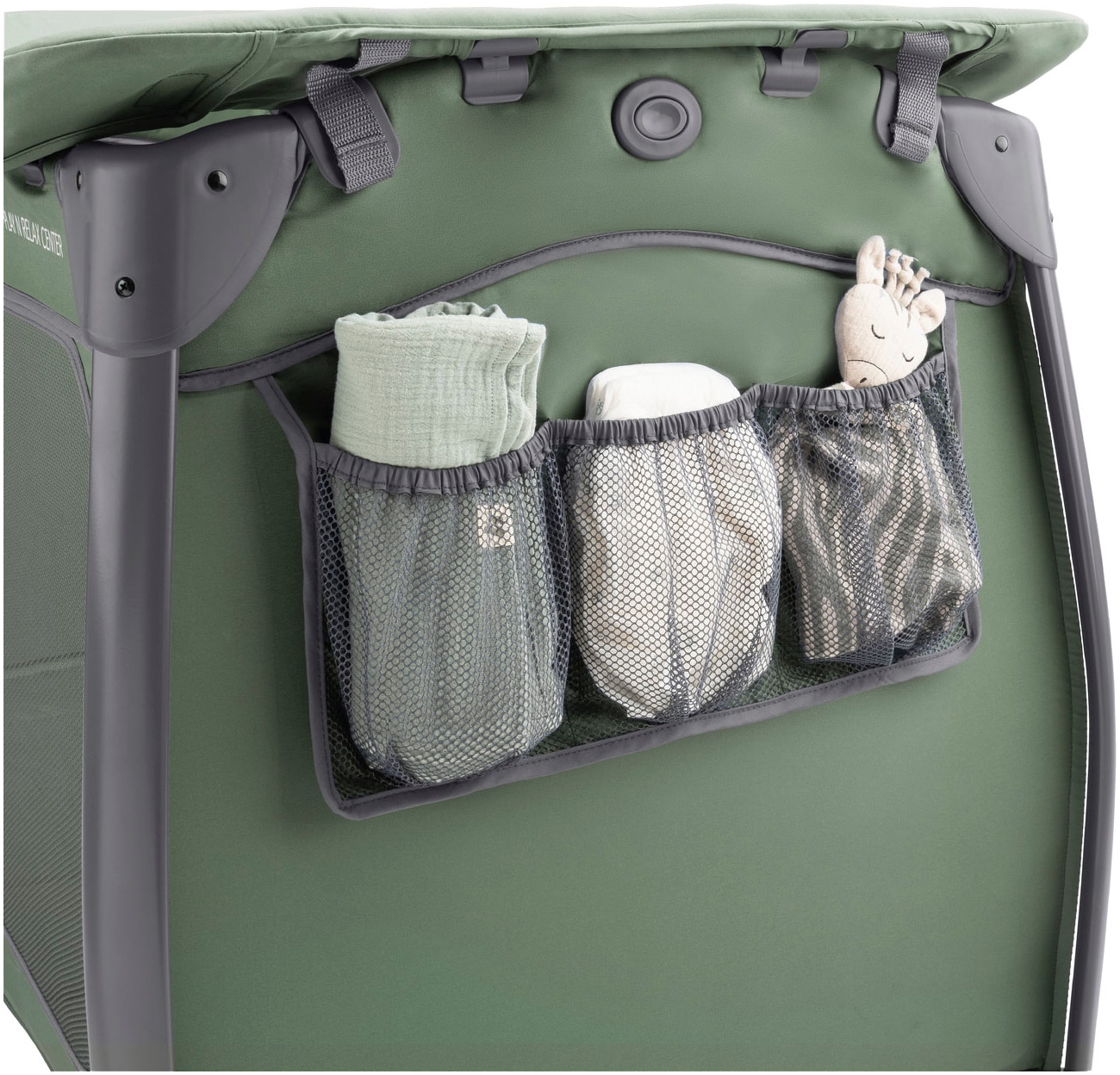 Hauck Lit de voyage pour bébé »Play N Relax Center, darkgreen« inkl. Neugeboreneneinhang, Wickelmulde, Ausstieg, Räder