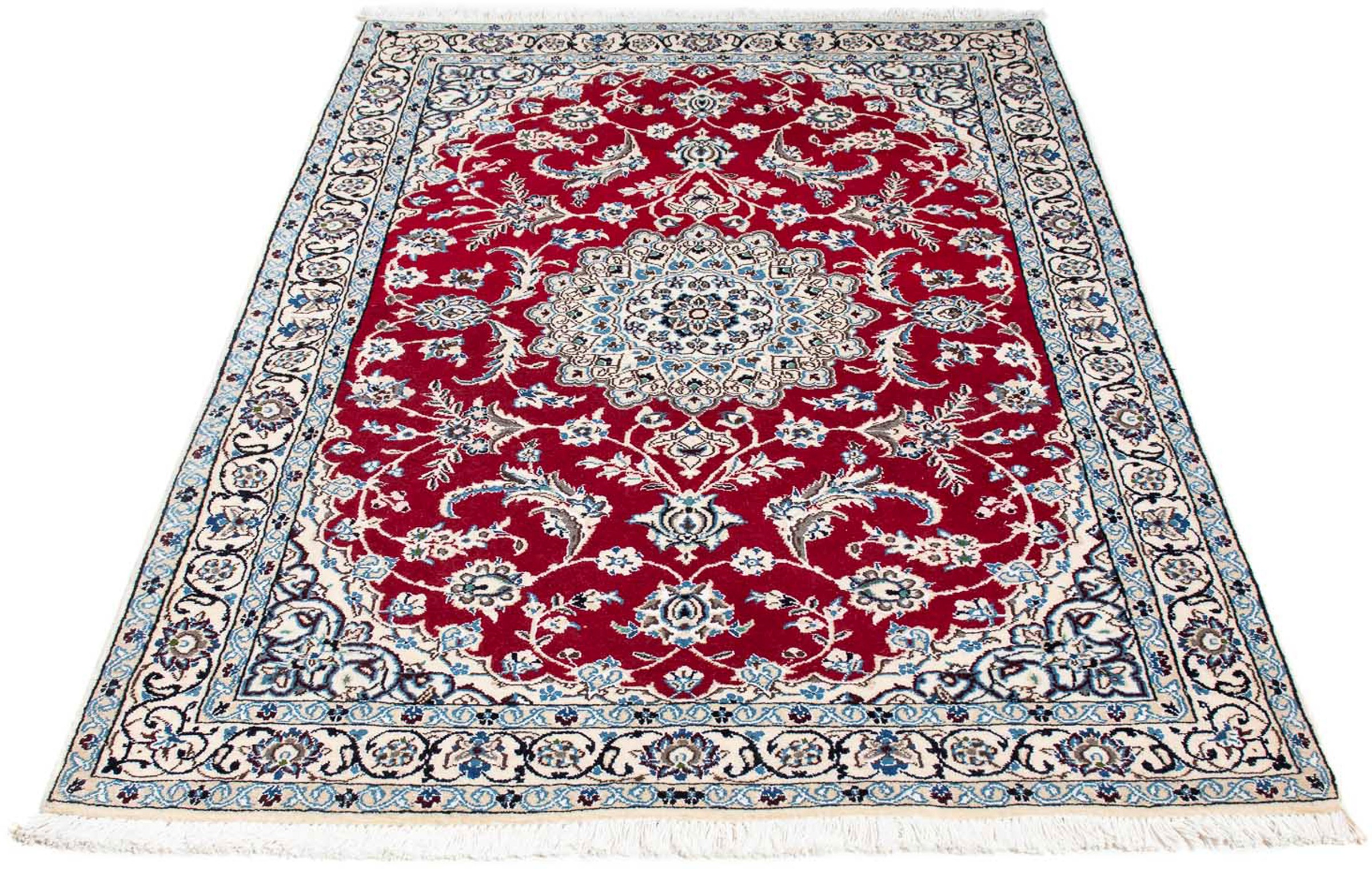 Image of morgenland Orientteppich »Perser - Nain - Royal - 179 x 110 cm - rot«, rechteckig, 10 mm Höhe, Wohnzimmer, Handgeknüpft, Einzelstück mit Zertifikat bei Ackermann Versand Schweiz