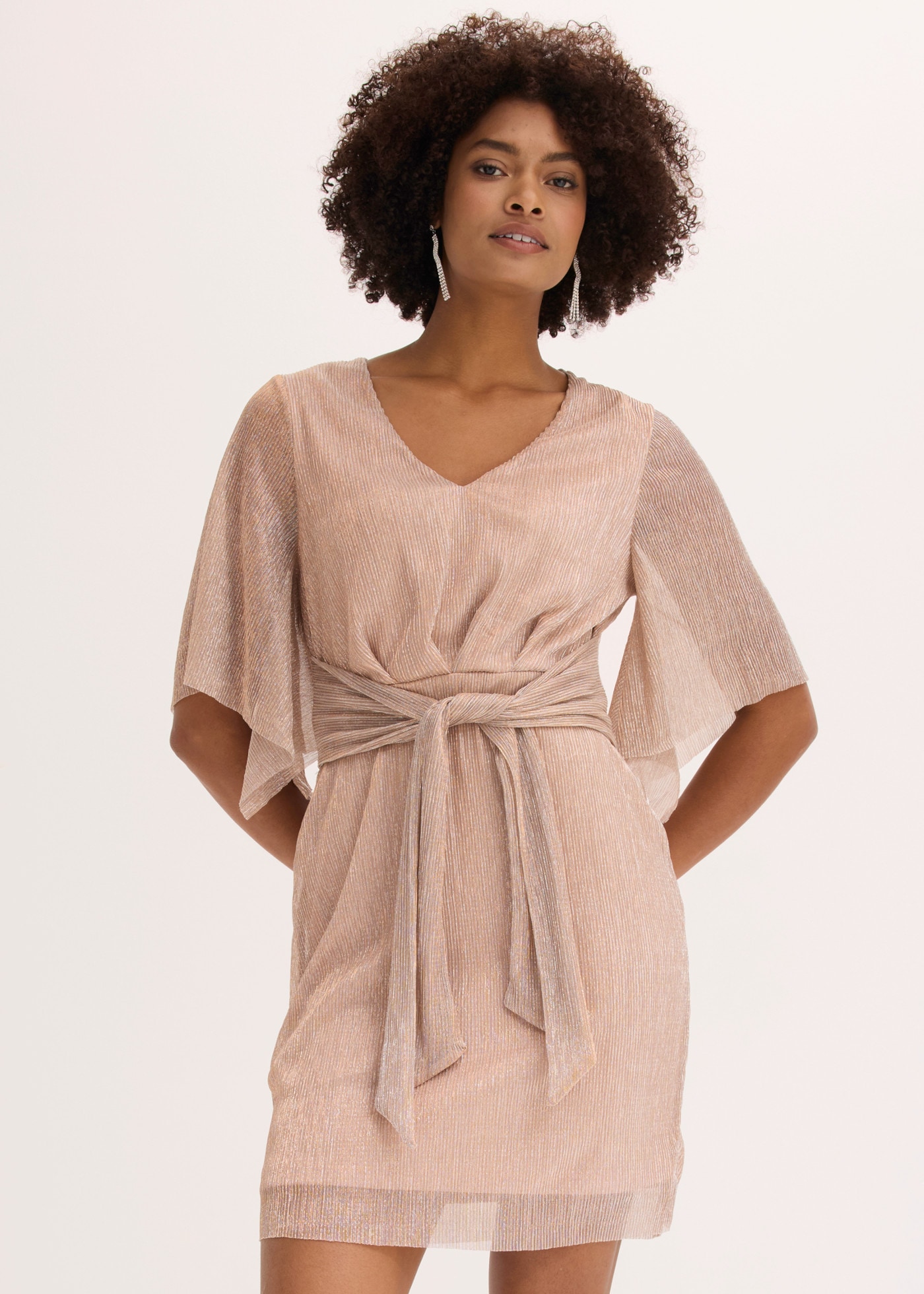 Image of bonprix Midikleid Oversize-Passform, Kurzarm-Design, mit metallisierten Fasern