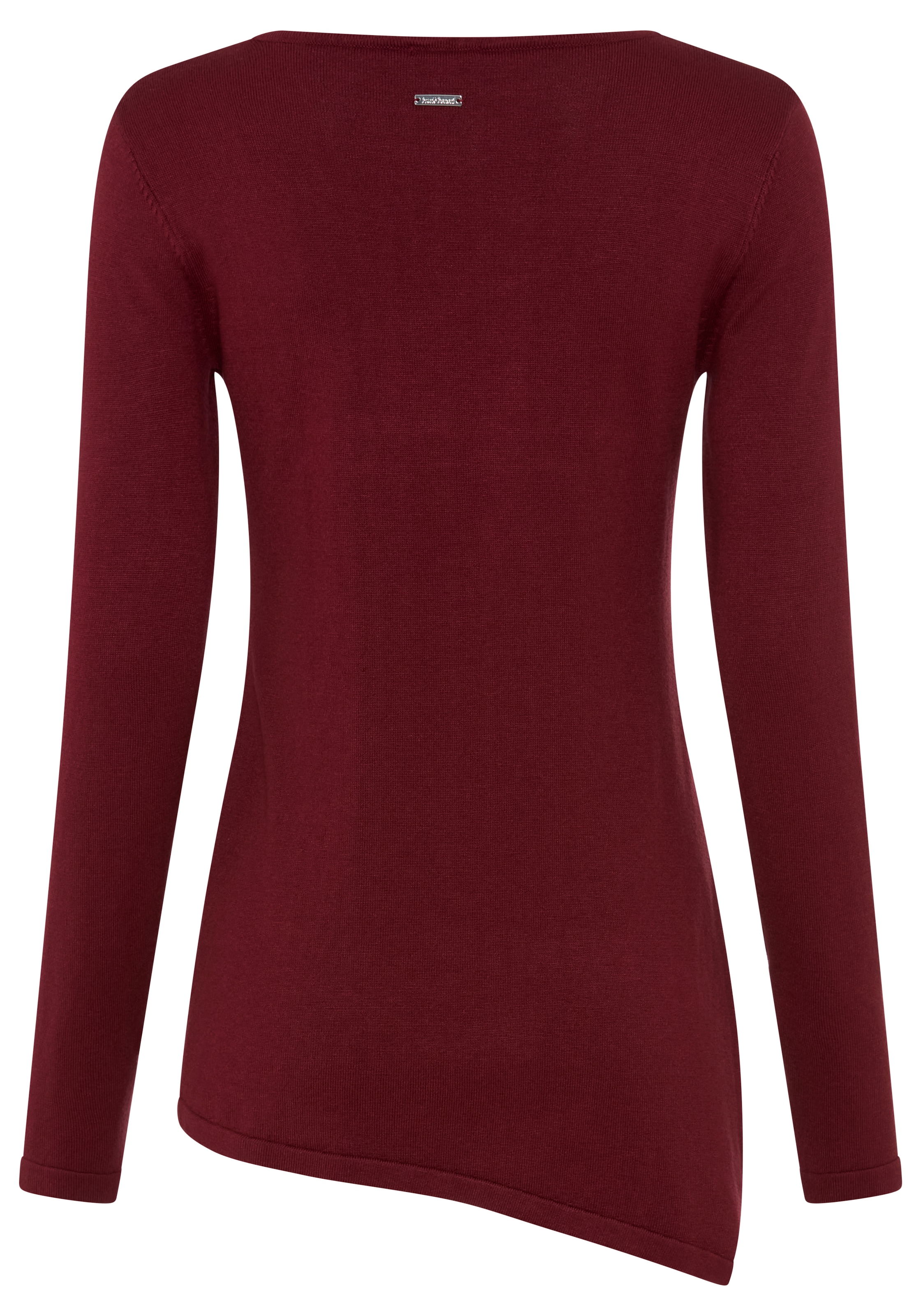 Bruno Banani Pull en tricot »mit asymmetrischem Saum und seitlichem Schlitz« col rond, longueur couvrant les hanches, coupe ajustée