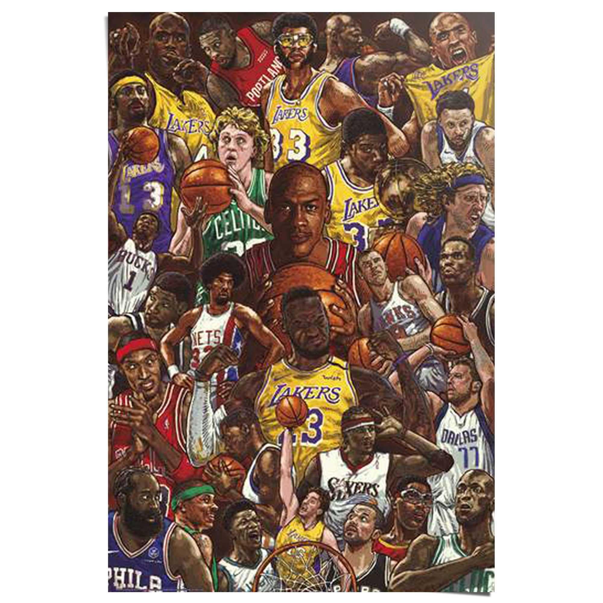 Image of Reinders Poster "Basketball-Legenden" Sport 1 Stk. tlg. Teenager Zimmer - Mehrfarbig - Bilderdruckpapier - Sport - 61x91,5 cm