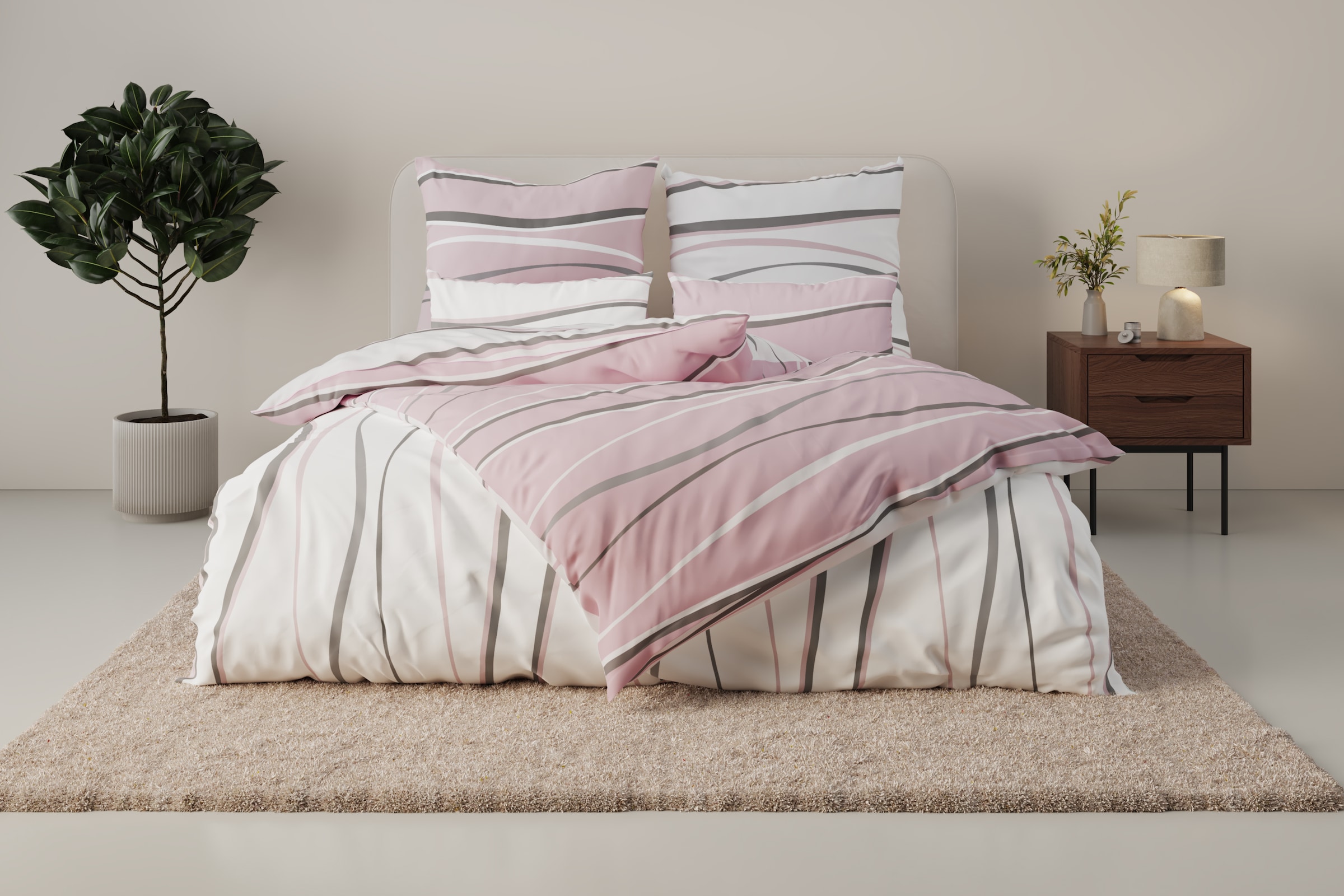 GOODproduct Wendebettwäsche »Alvara« 2 Stk. in Gr. 135x200 oder 155x220 cm, 100% Baumwolle, grafisches Motiv