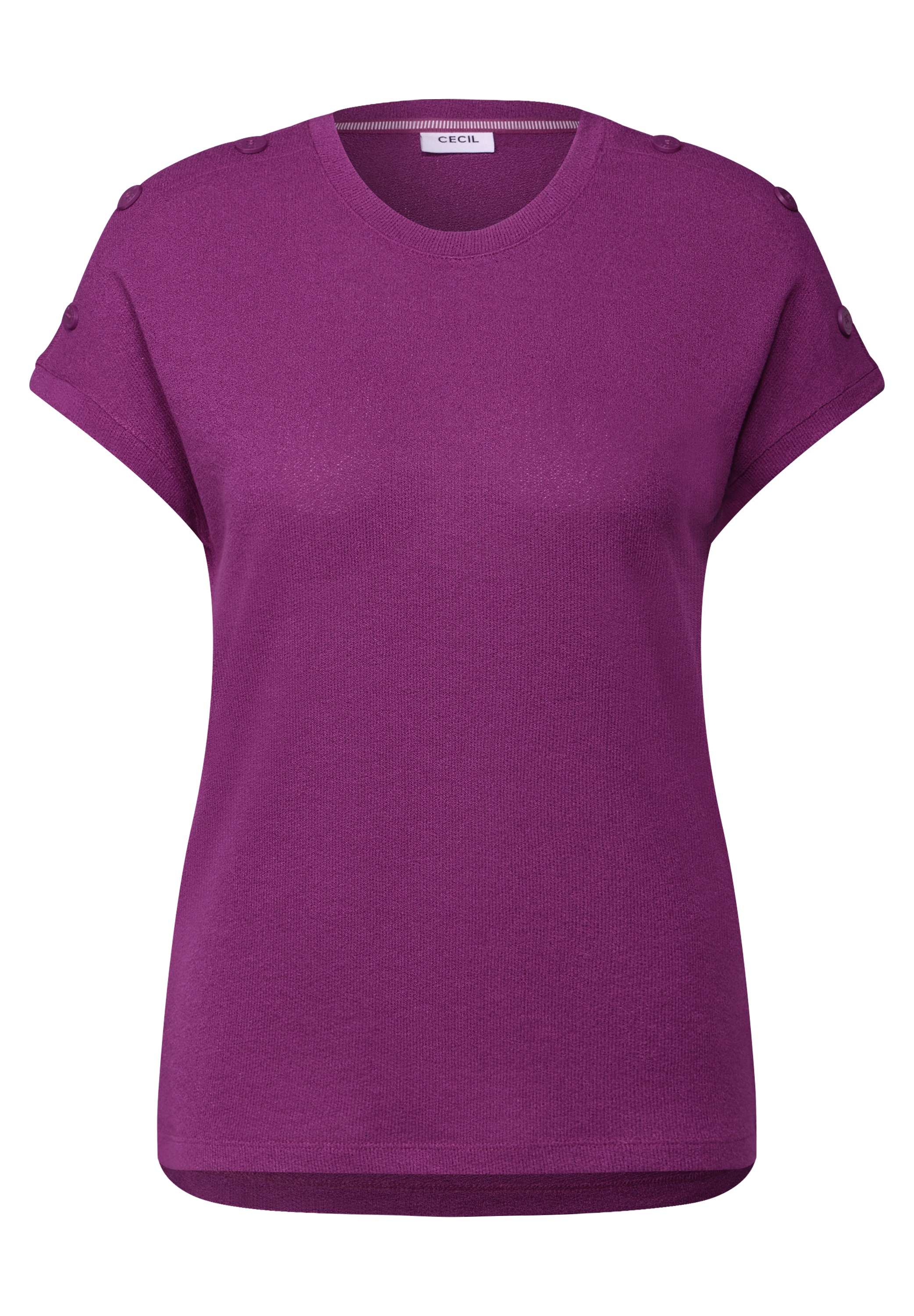 Cecil T-Shirt, in Struktur-Optik und mit Knopf-Details