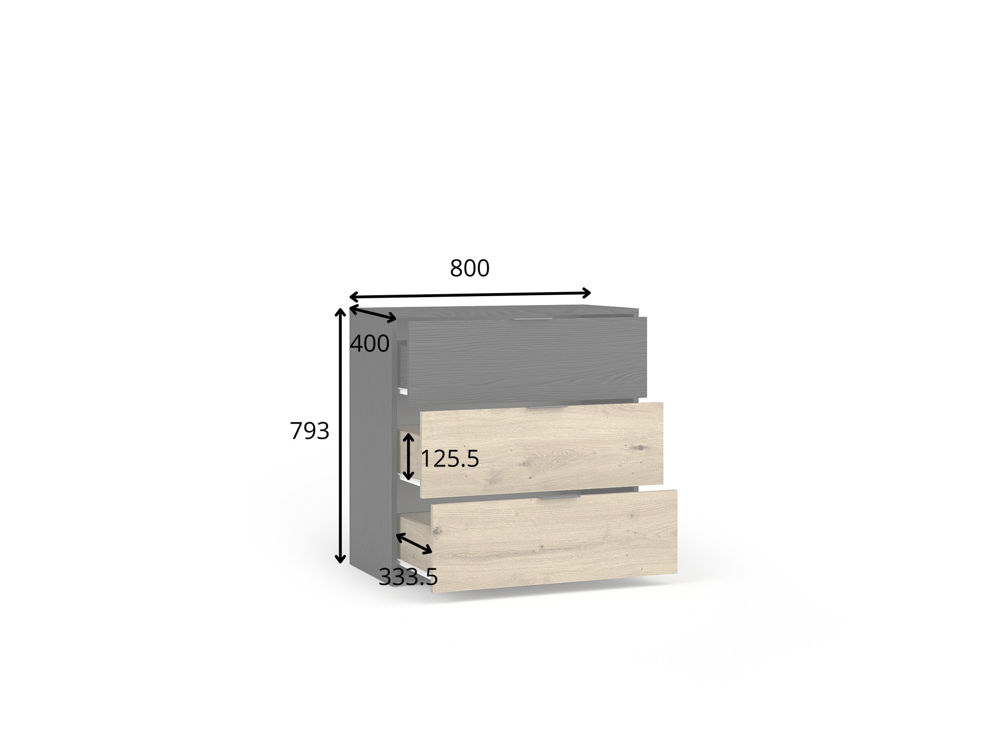 Home affaire Commode »PERY Sideboard mit 3 Schubladen, Masse B/T/H: 80/40/79 cm« Moderner Schubladenschrank mit viel Stauraum und schwarzen Griffen