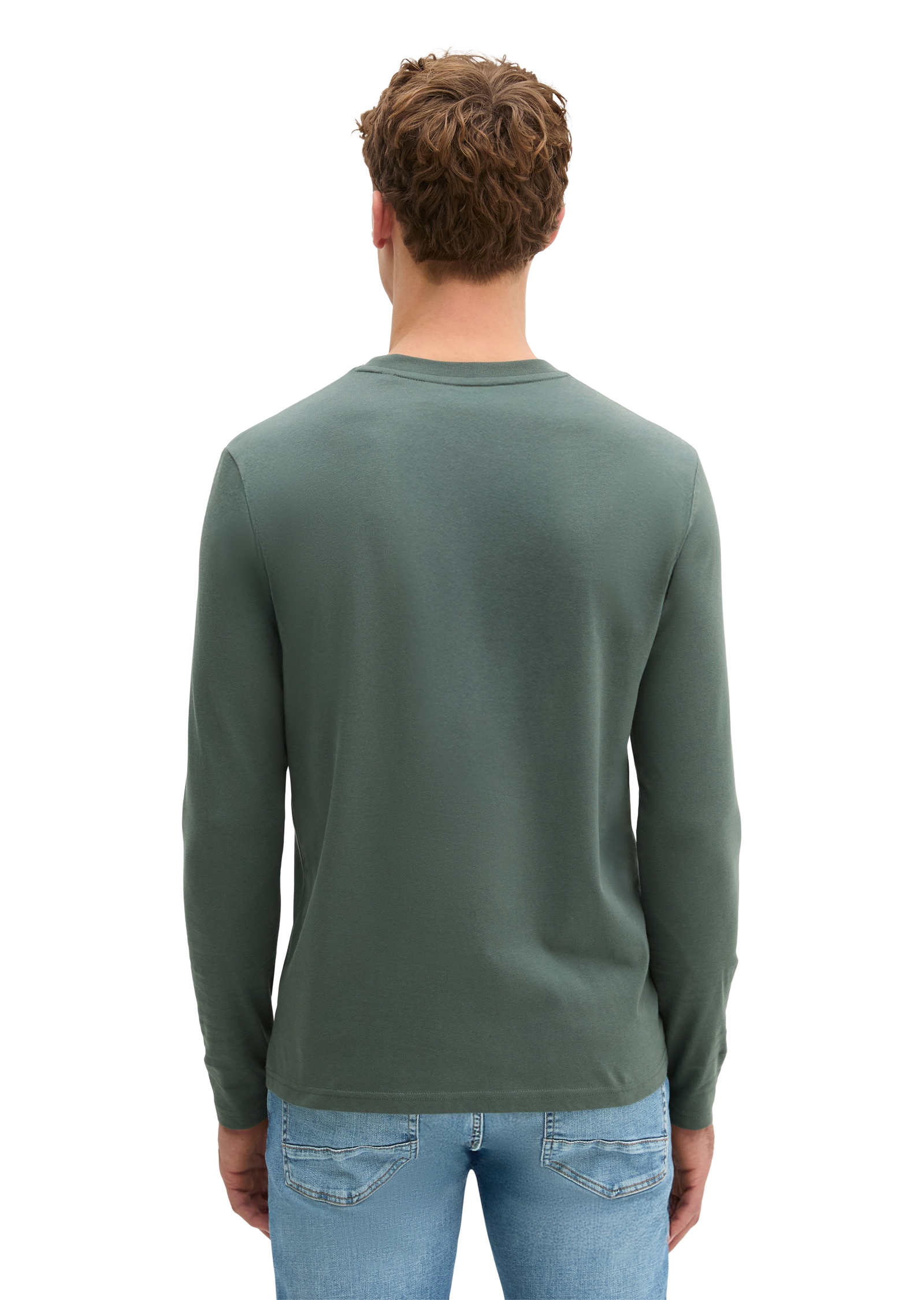 Marc O'Polo Langarmshirt mit dezentem Logo-Print vorne