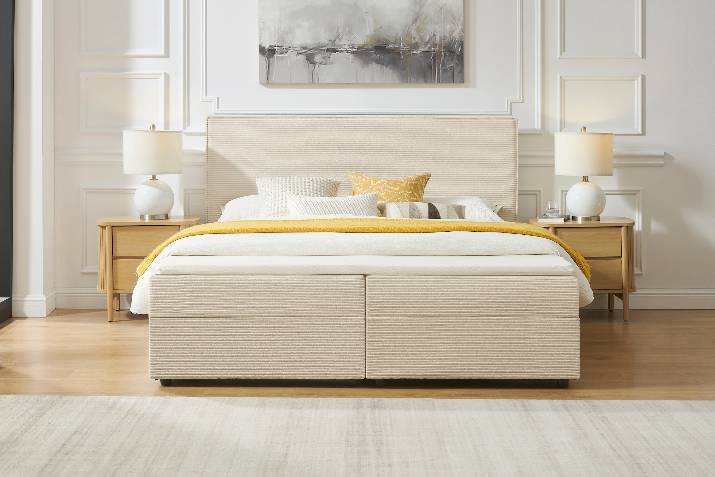 GOODproduct Boxbett »Eliaas inkl. Bettkasten und Topper, Liegefläche 180x200cm« erhältlich in hochwertigem Cord-Stoff, inkl. Aufbauvideo