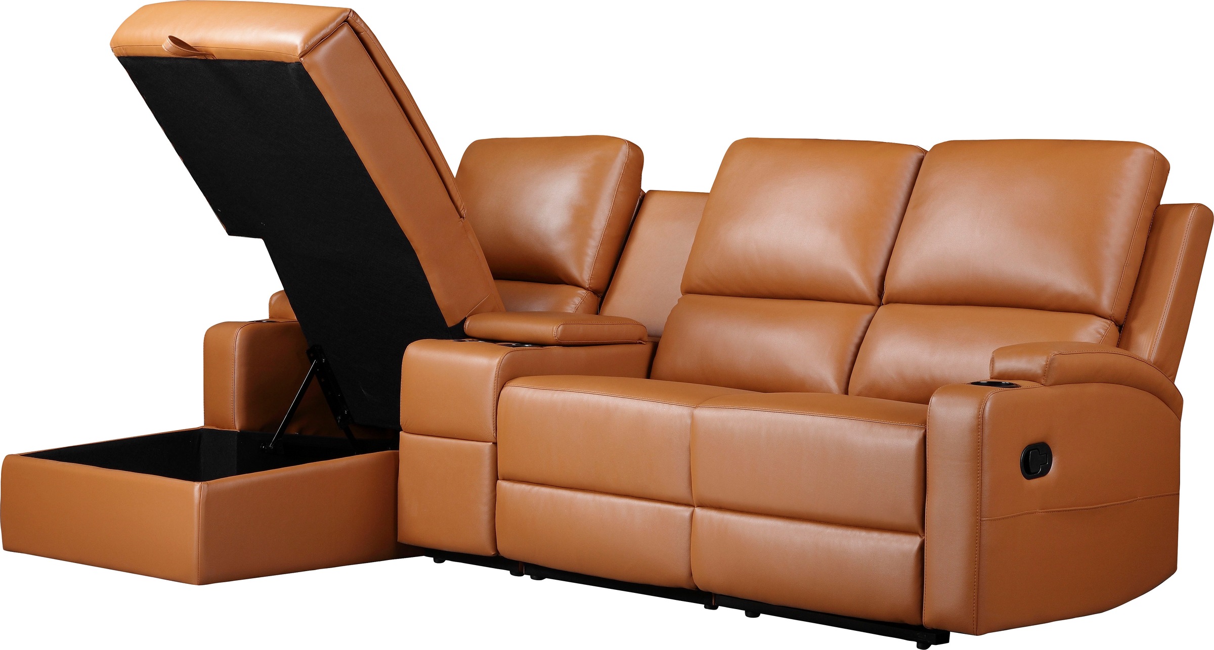Home affaire Ecksofa »NAPORI Multimediasofa, 3er Kinosessel XXL, L-Form, 3 Bezugsstoffe«, Kinosofa mit Relaxfunktion, Getränkehalter, Staufach und Staukasten