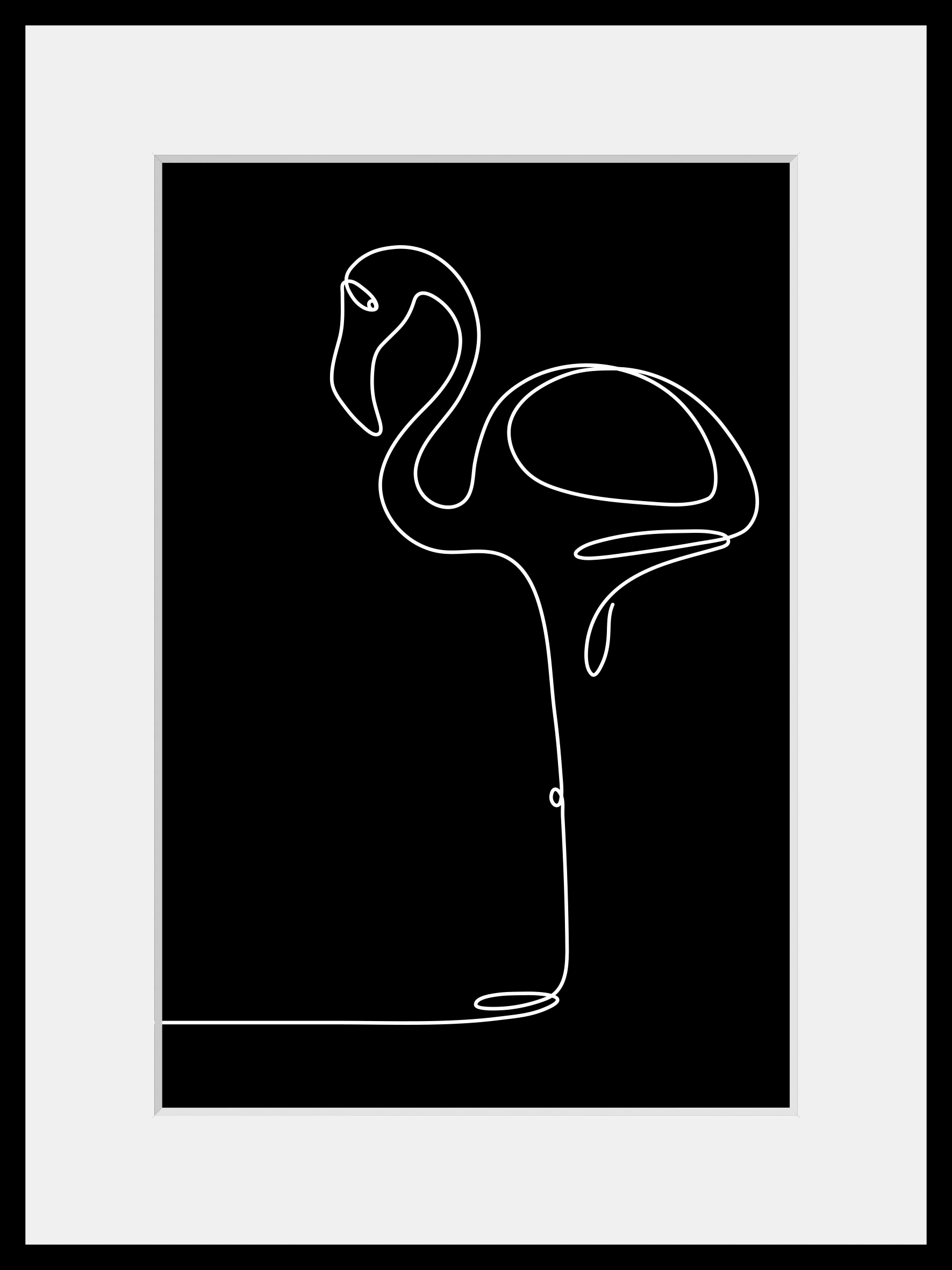 queence Bild »Stine«, Flamingos-Kunst-Schwarz-Weiss, (1 St.), HD Premium Poster-Druck inkl. Holzrahmen
