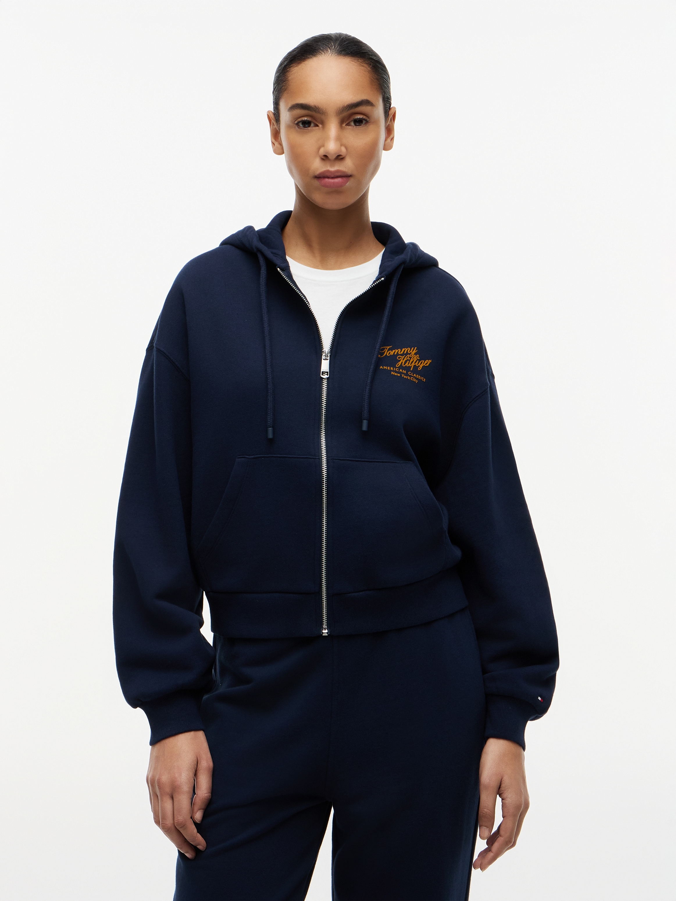 Image of Tommy Hilfiger Kapuzensweatjacke "MDRN SCRIPT ZIP TERRY HOODIE" mit Print auf der Brust, Relaxed Fit