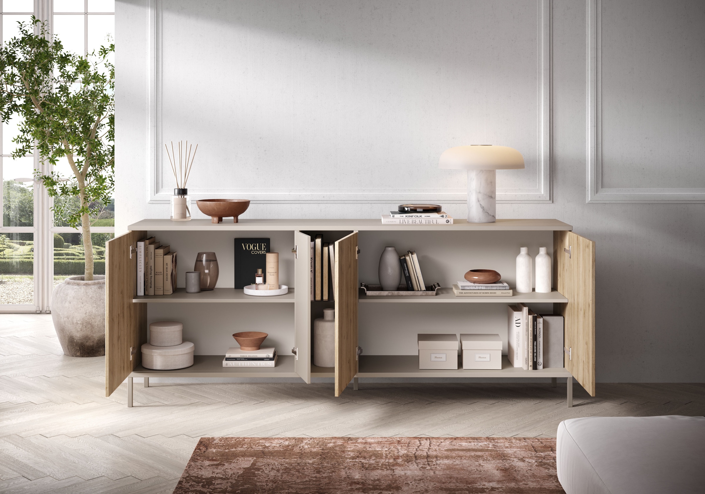 INOSIGN Sideboard »Gent Breite 210 cm, Kommode mit 4 Türen u. 2 offenen Fächern«, Anrichte, Push-to-open Funktion