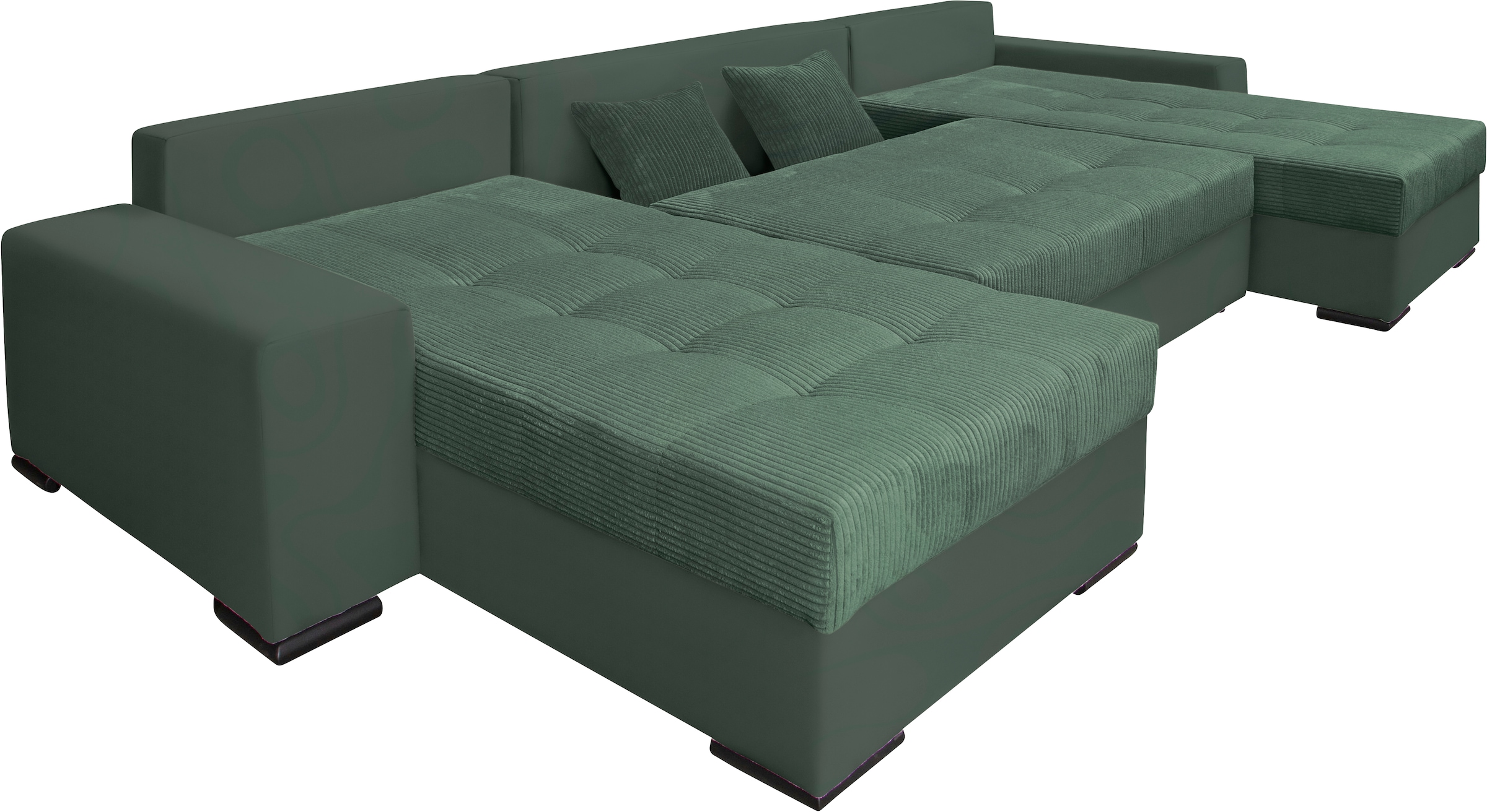 COLLECTION AB Wohnlandschaft »XL-Josy U-Form, Breite 313 cm, Cord-/Mix«, inkl. Bettfunktion, Bettkasten, mit 4 gleich grossen Rückenkissen