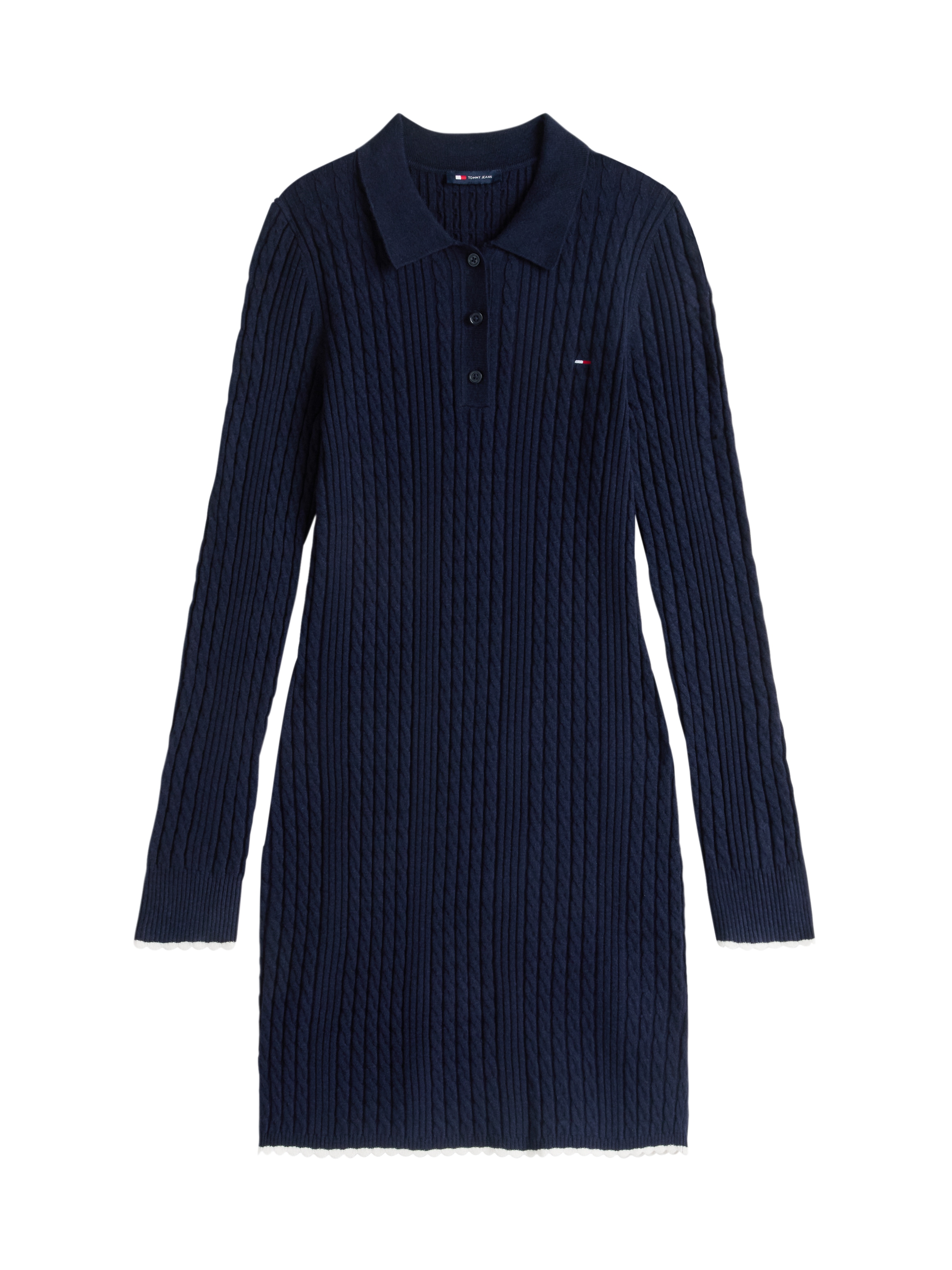 Tommy Jeans Strickkleid »TJW CABLE POLO MINI DRESS EXT« Viskosemischung, mit Zopfmuster