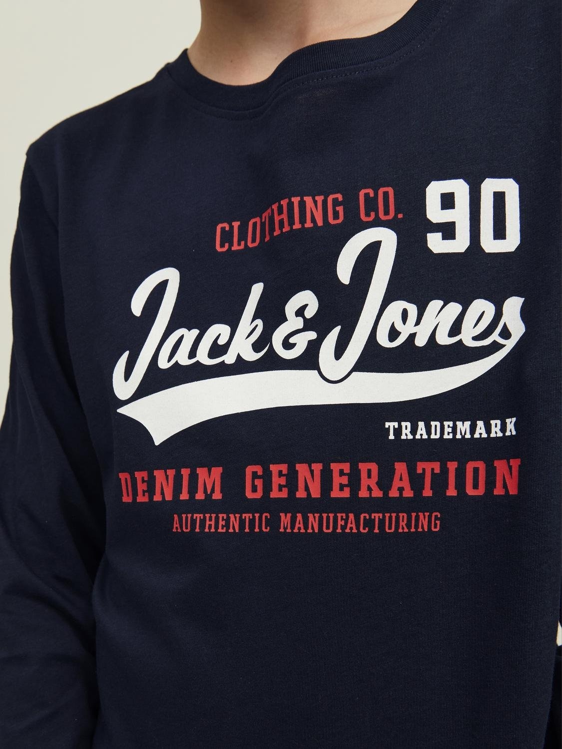 Jack & Jones Junior Langarmshirt »JJELOGO TEE LS O-NECK 2 COL SS24 MNI«