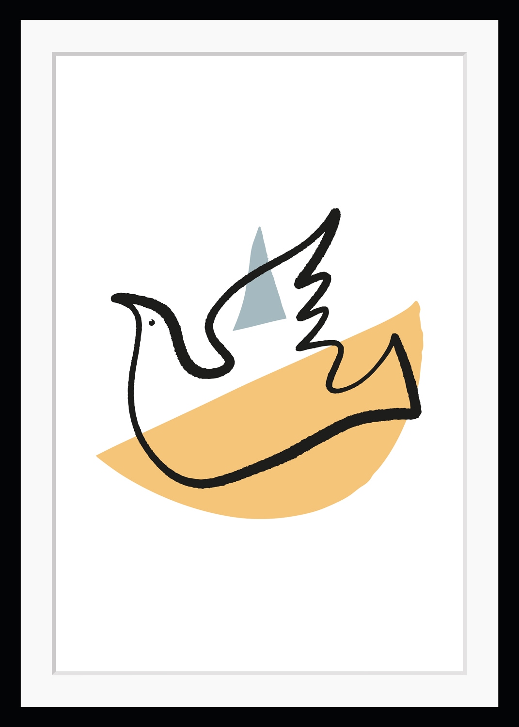 Image of queence Bild "Friedenstaube" Abstrakt Peace-Zeichen Religion Vogelbilder Vögel HD Premium Poster-Druck inkl. Holzrahmen