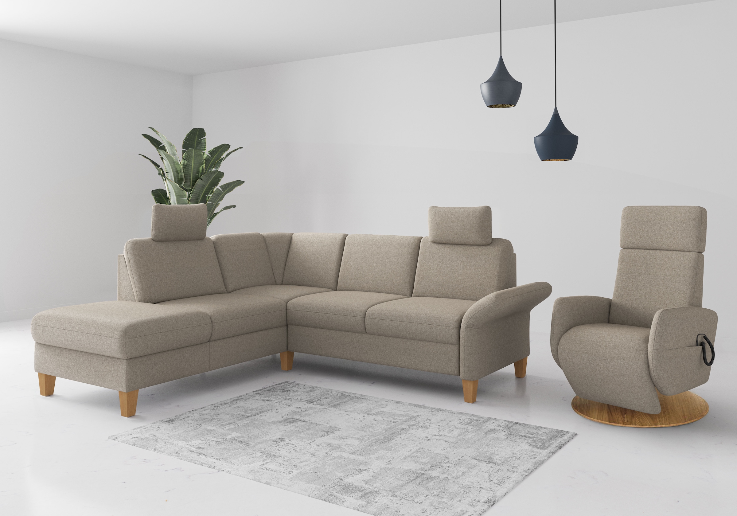 Home affaire Ecksofa »Rochelle, L-Form«, wahlweise mit Armteilverstellung, Bettfunktion und Bettkasten