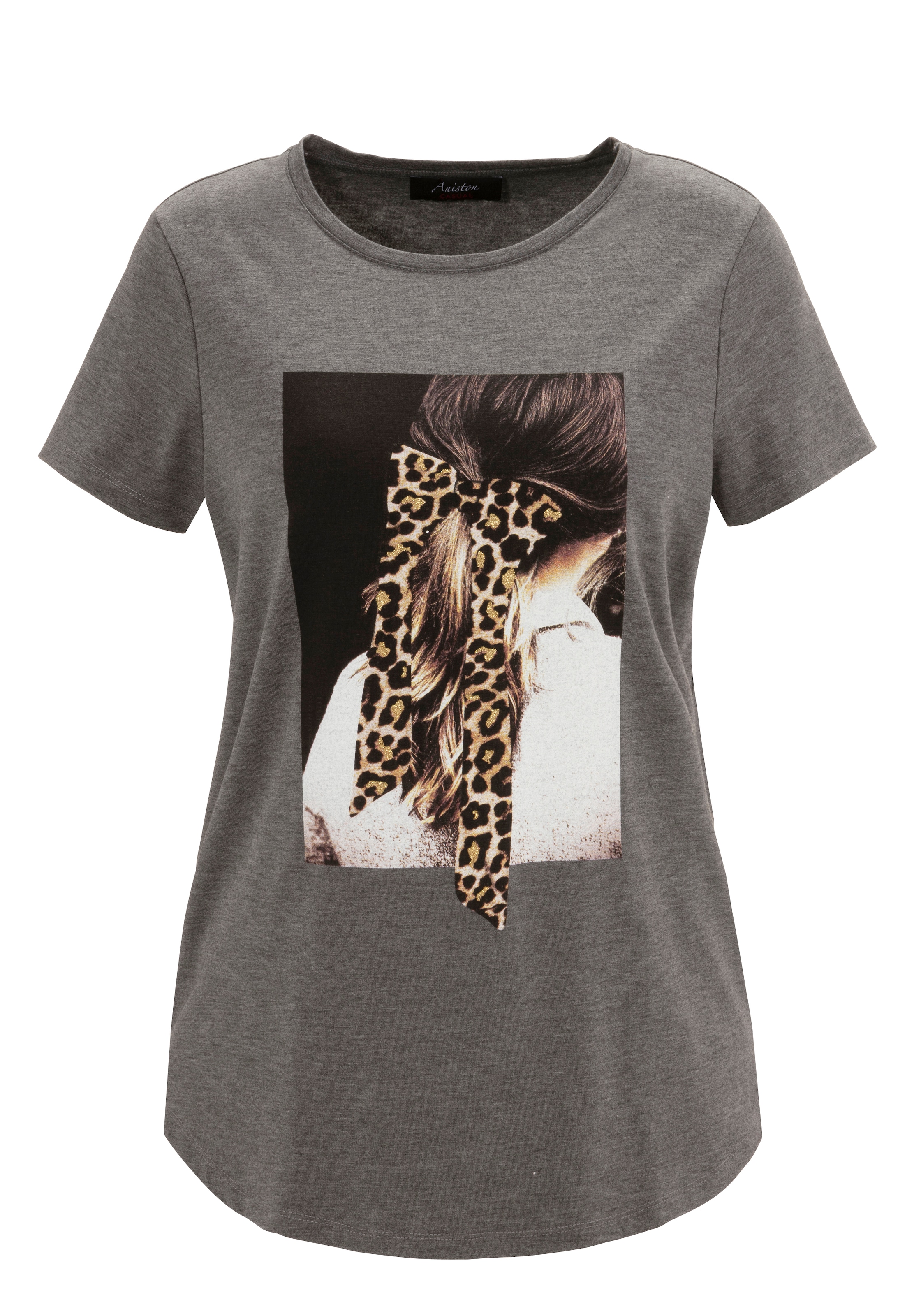 ♕ Aniston CASUAL versandkostenfrei bestellen Frontdruck mit Glitzer verziertem T-Shirt