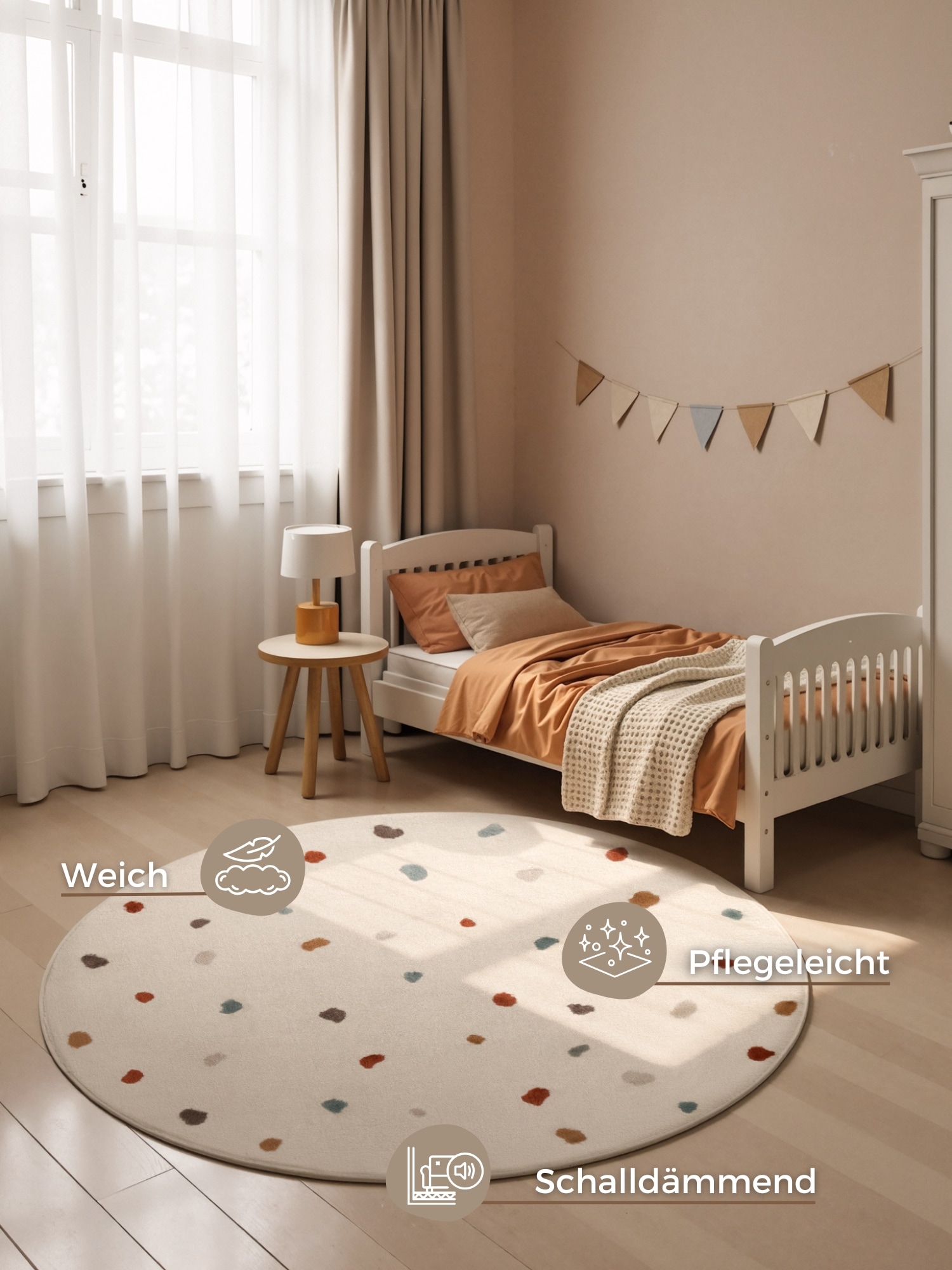 HANSE Home Kinderteppich »Funny Dots« rechteckig 8 mm Höhe Spielteppich, Kinderzimmer, Kurzflor, Spielunterlage, auch in rund