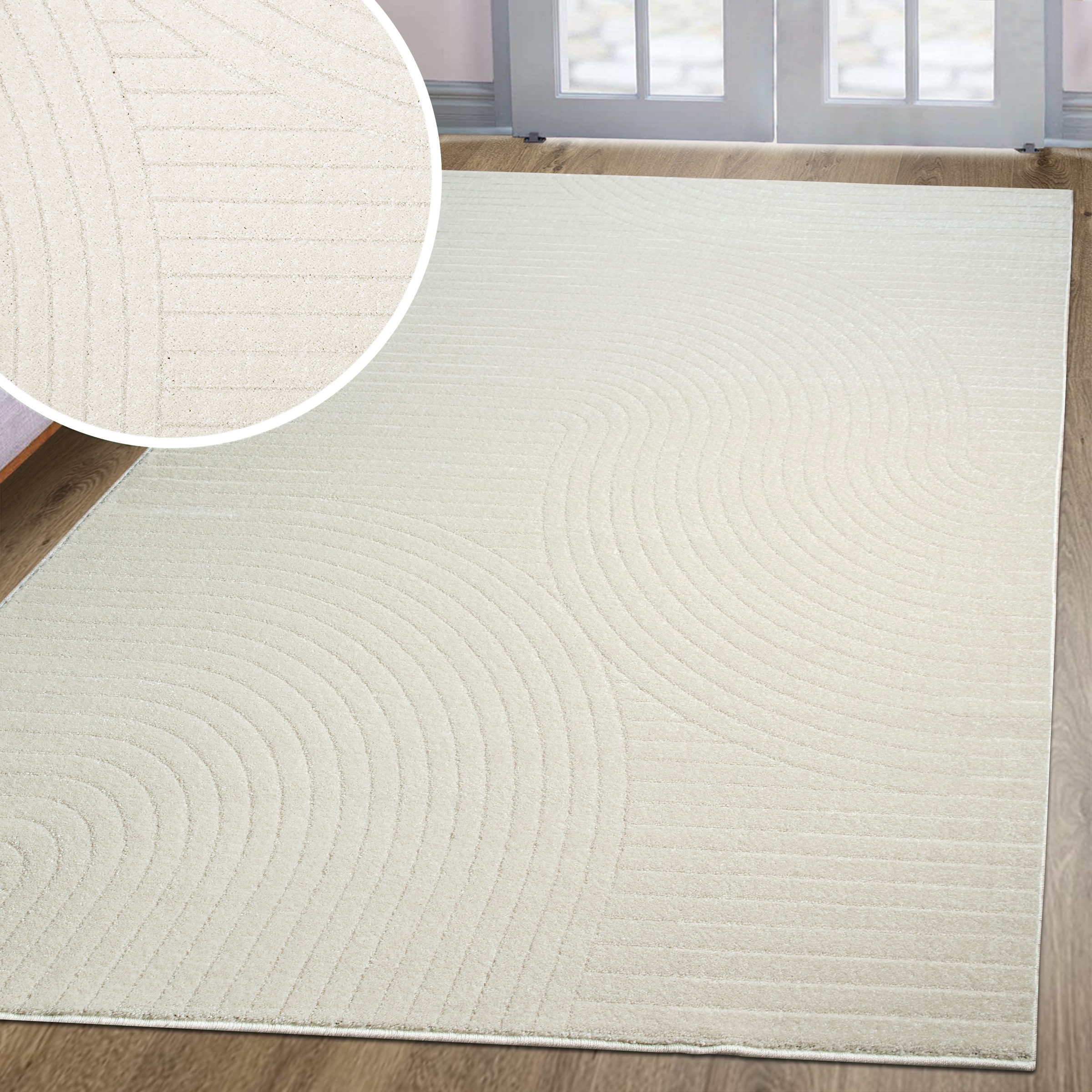 Image of GOODproduct Teppich "Revea, Zen Garden-Design in Hoch-Tief-Struktur," rechteckig 9 mm Höhe 3D-Effekt, softer Kurzflor, pflegeleicht, Scandi-Look