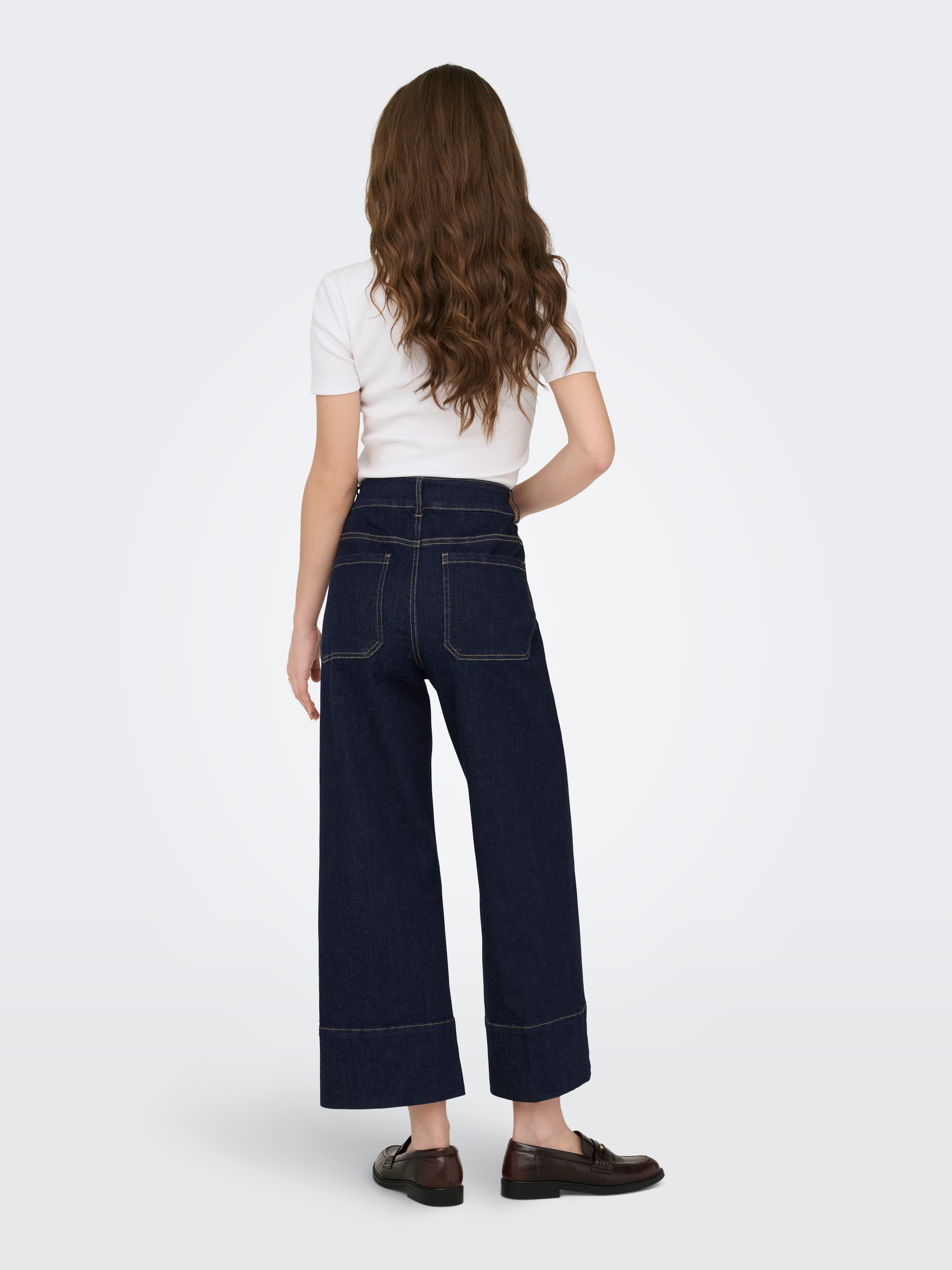 ONLY Jeans taille haute »ONLMADISON HW DO BT CRP WD DNM GUA85NOOS« mélange de matériaux, taille haute