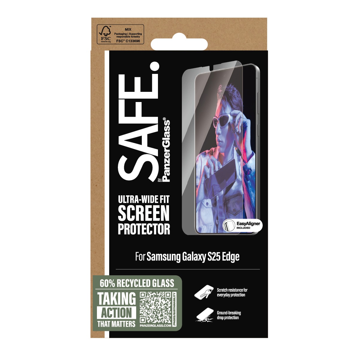 SAFE by PanzerGlass Displayschutzglas »Ultra-Wide Fit Screen Protection«, für Samsung Galaxy S25 Edge, Displayschutzfolie, Schutzfolie, Bildschirmschutz, kratz- & stossfest