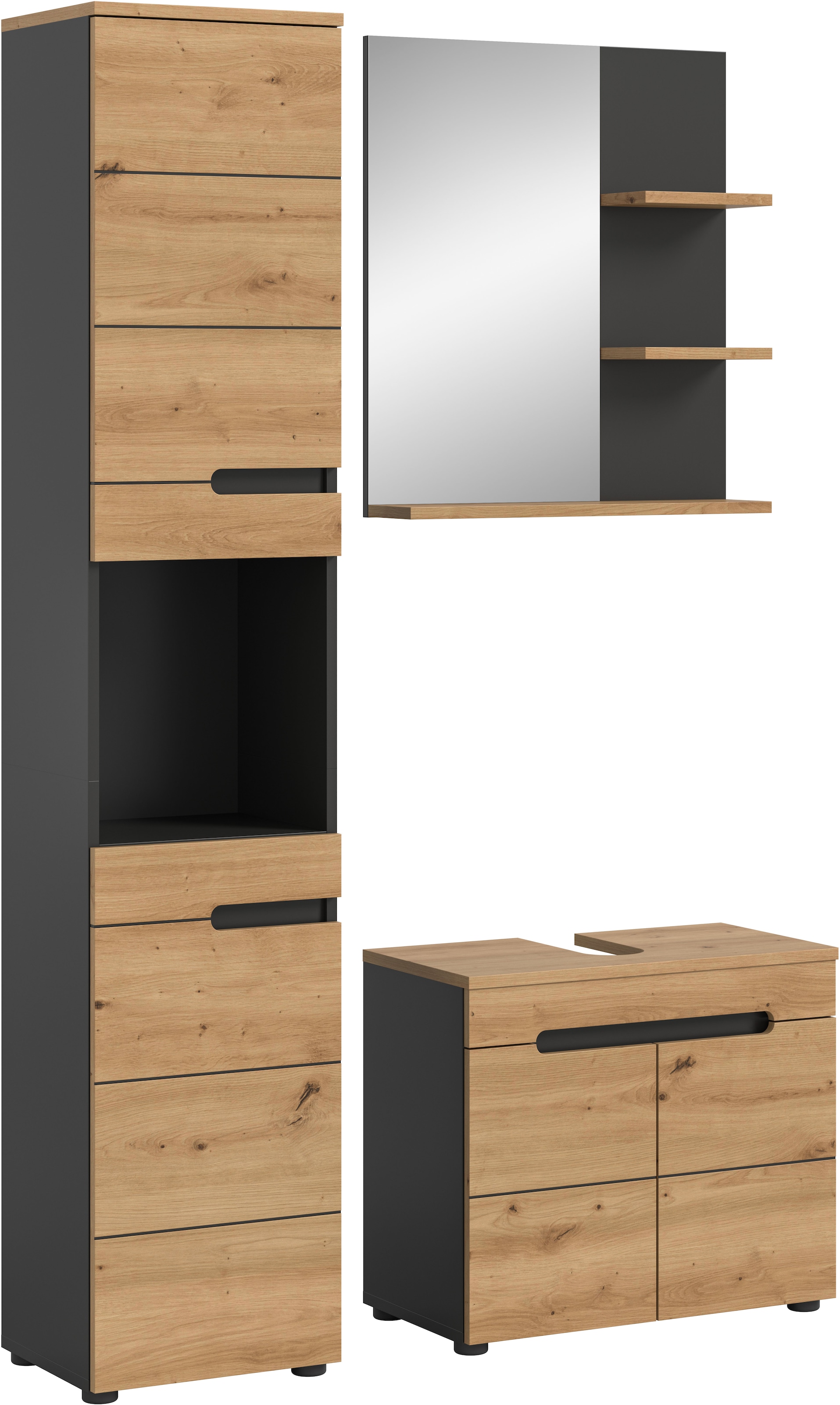 Image of welltime Badmöbel-Set "REHAT, 3-teilig, Breite 116 cm, mit grifflosen Fronten, bestehend aus:" 3 Stk. tlg.