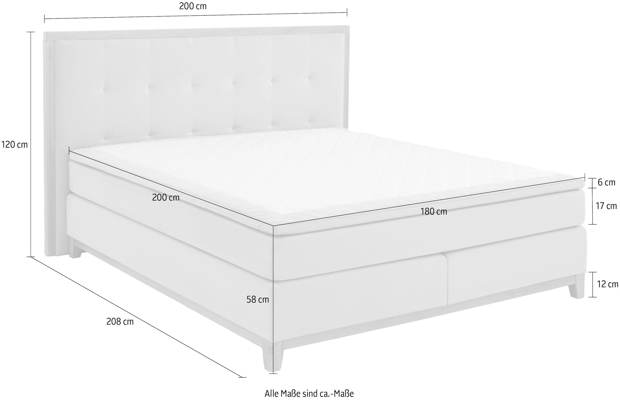 Home affaire Boxspringbett »Sonja«, mit Steppung im Kopfteil und Holzrahmen, inklusive Topper