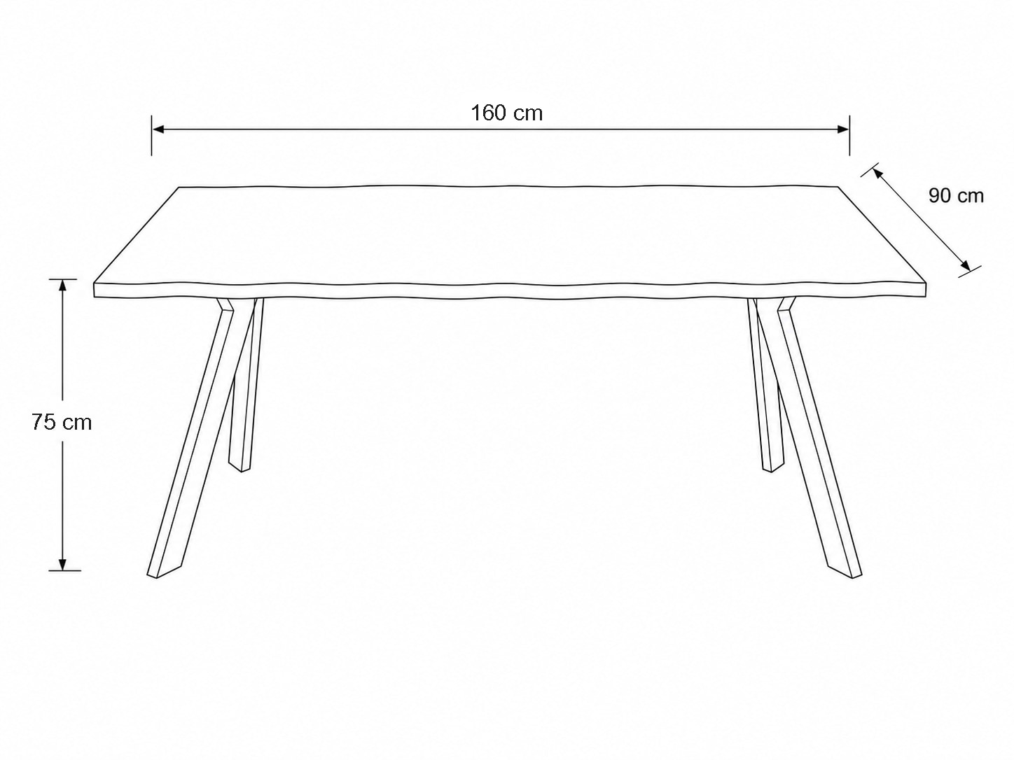 GOODproduct Esstisch »»MONACO« Speisetisch, Küchentisch, Wohntisch, Esszimmertisch« Wildeiche geölt Natur, Baumkante, A-Gestell Pearl White Metall
