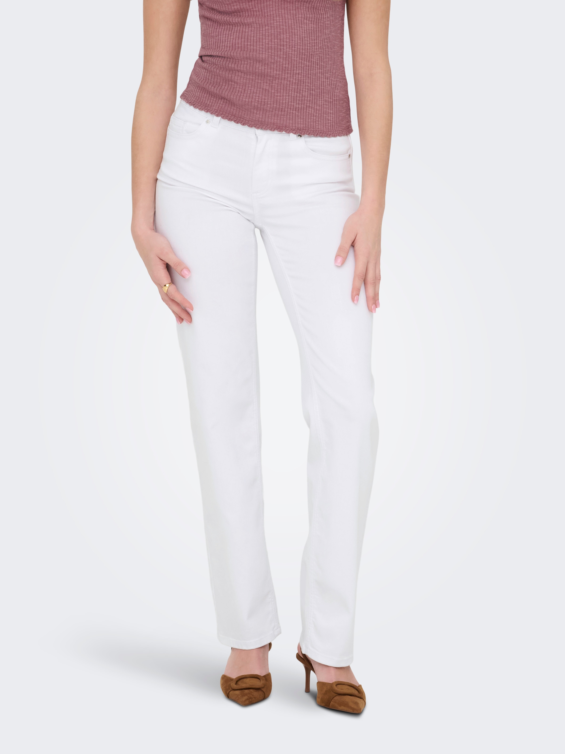 Image of ONLY Straight-Jeans "ONLBLUSH MID STRAIGHT DNM DOT NOOS" 5-Pocket Style