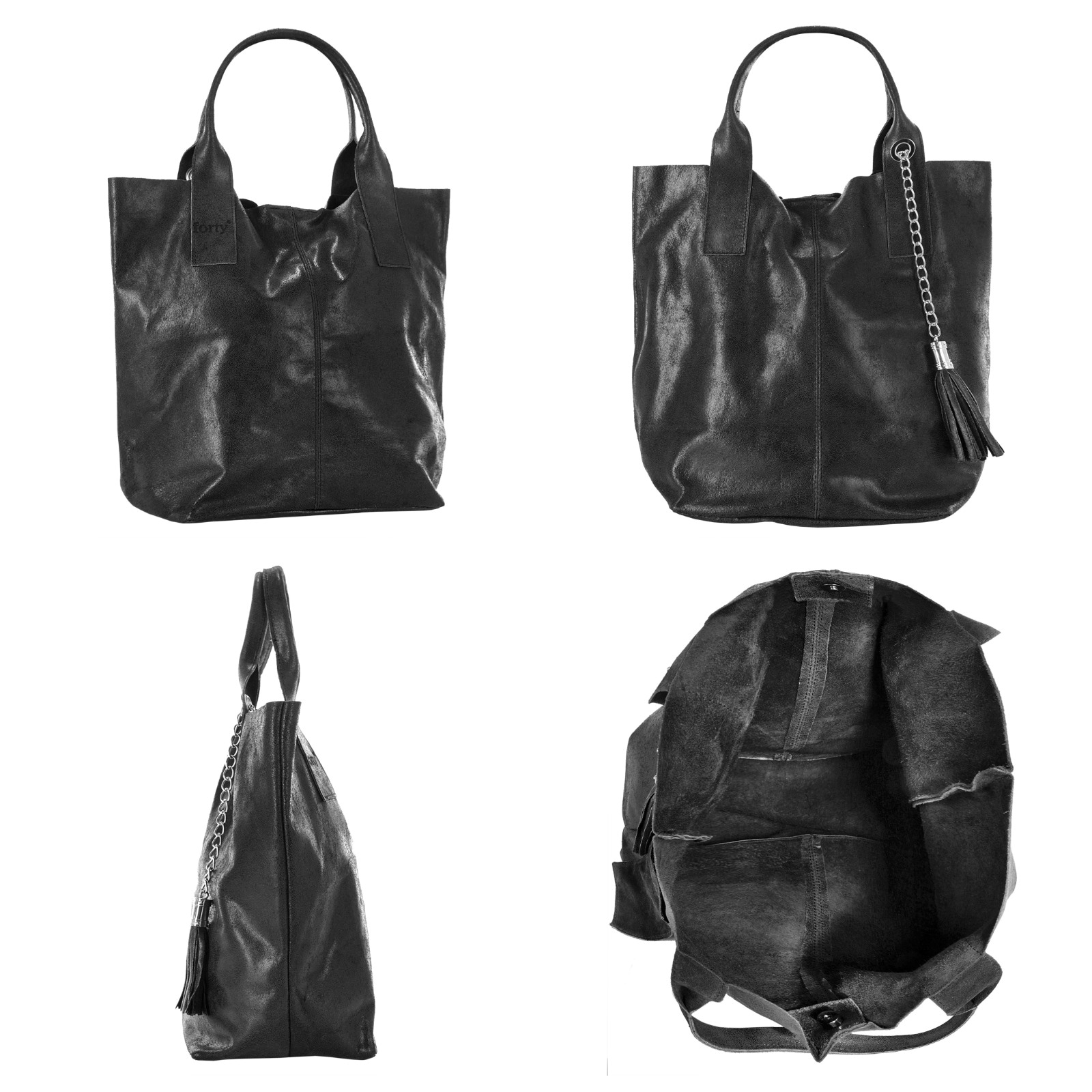 forty° Shopper, echt Leder, Made in Italy