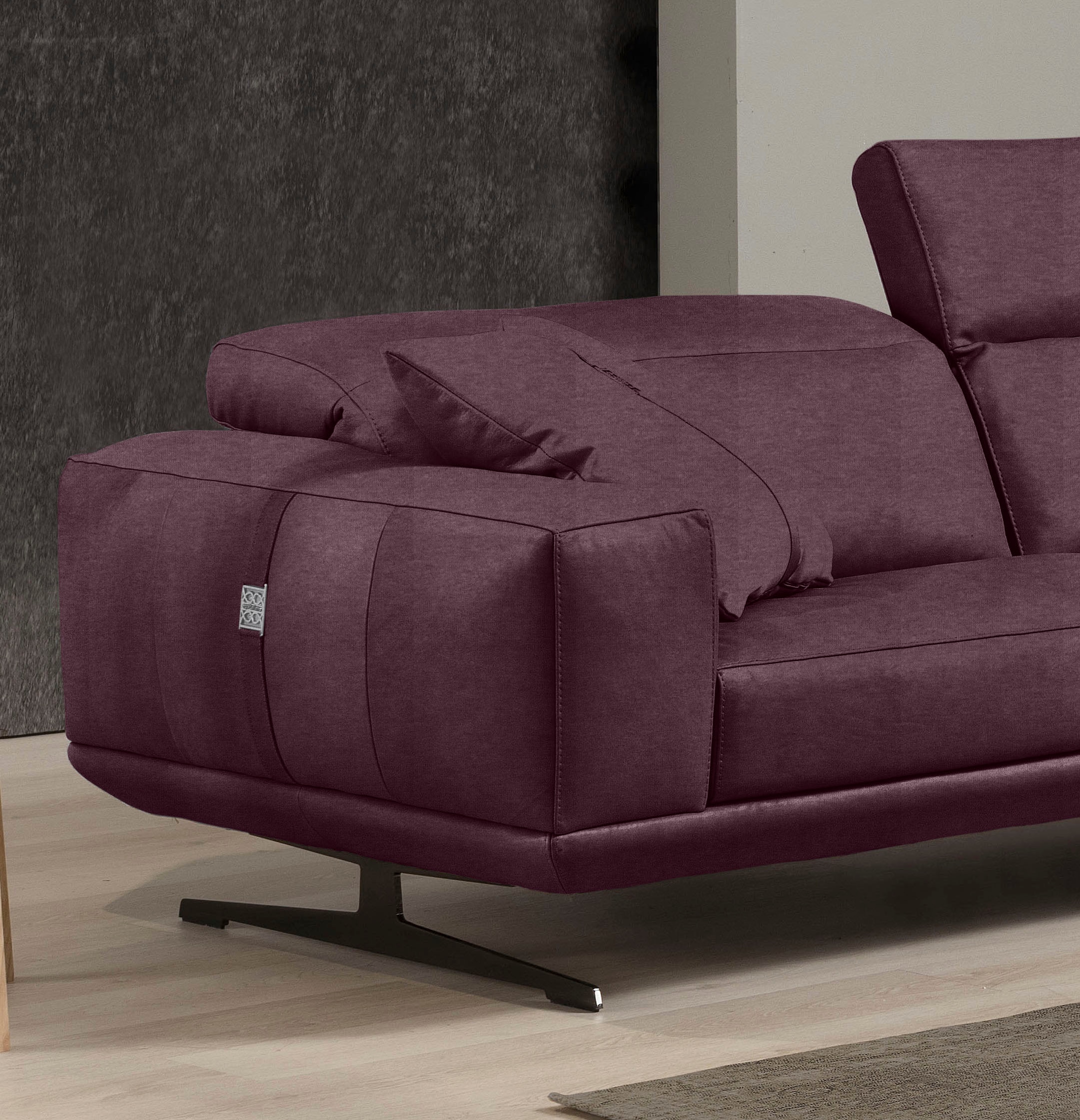 Egoitaliano 2,5-Sitzer »Gloria, super bequem und hochwertige Verarbeitung, edles Design«, beidseitig verstellbare Rückenelemente, mit Metallfüssen