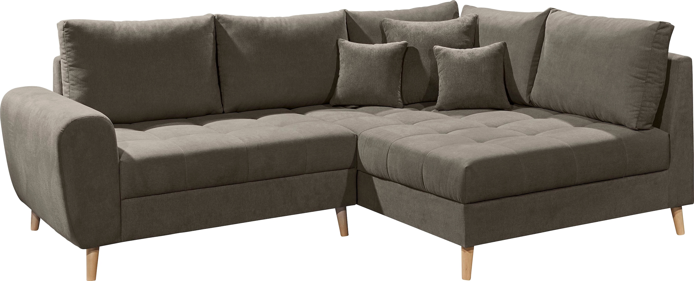 ED EXCITING DESIGN Ecksofa »Alice L-Form« mit Hocker & 3 Zierkissen