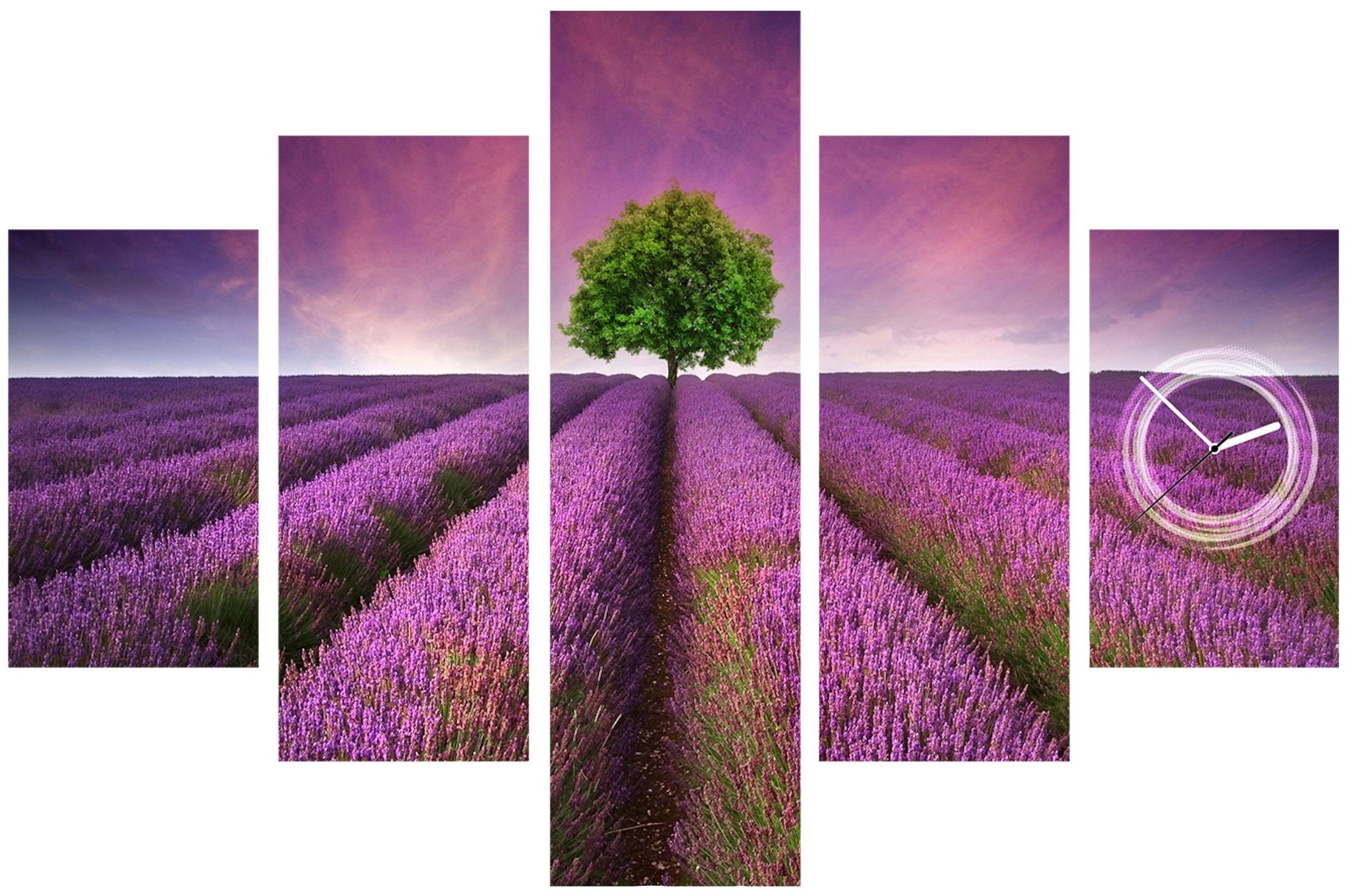 Image of Conni Oberkircher´s Bild »Lavender Field - Lavendel Feld«, Landschaften, (Set, (Set 5), mit dekorativer Uhr, Natur Blumen, Entspannung bei Ackermann Versand Schweiz