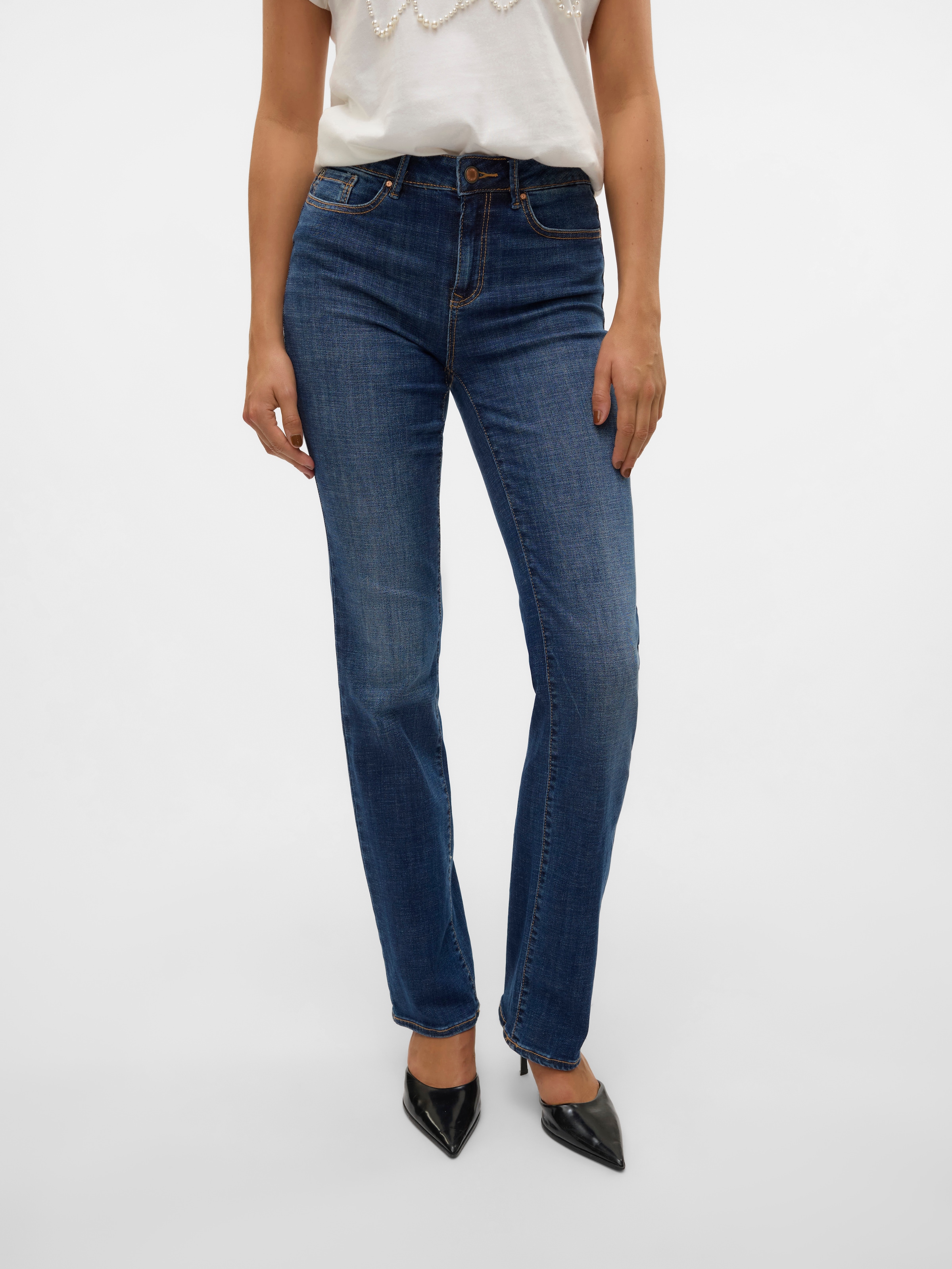 Image of Vero Moda Straight-Jeans "VMFLASH MR STRAIGHT JEANS LI3300 GA NOOS" Baumwollmischung mit Stretch, regular waist, straight fit