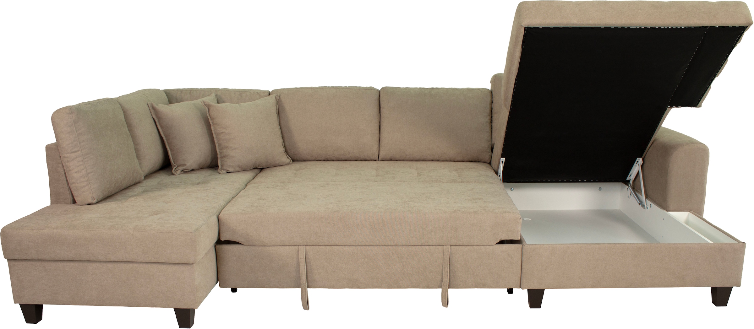 Trends by HG Paysage de salon »Moritz U-Form, B: 324 cm« mit Bettfunktion, Bettkasten & Zierkissen