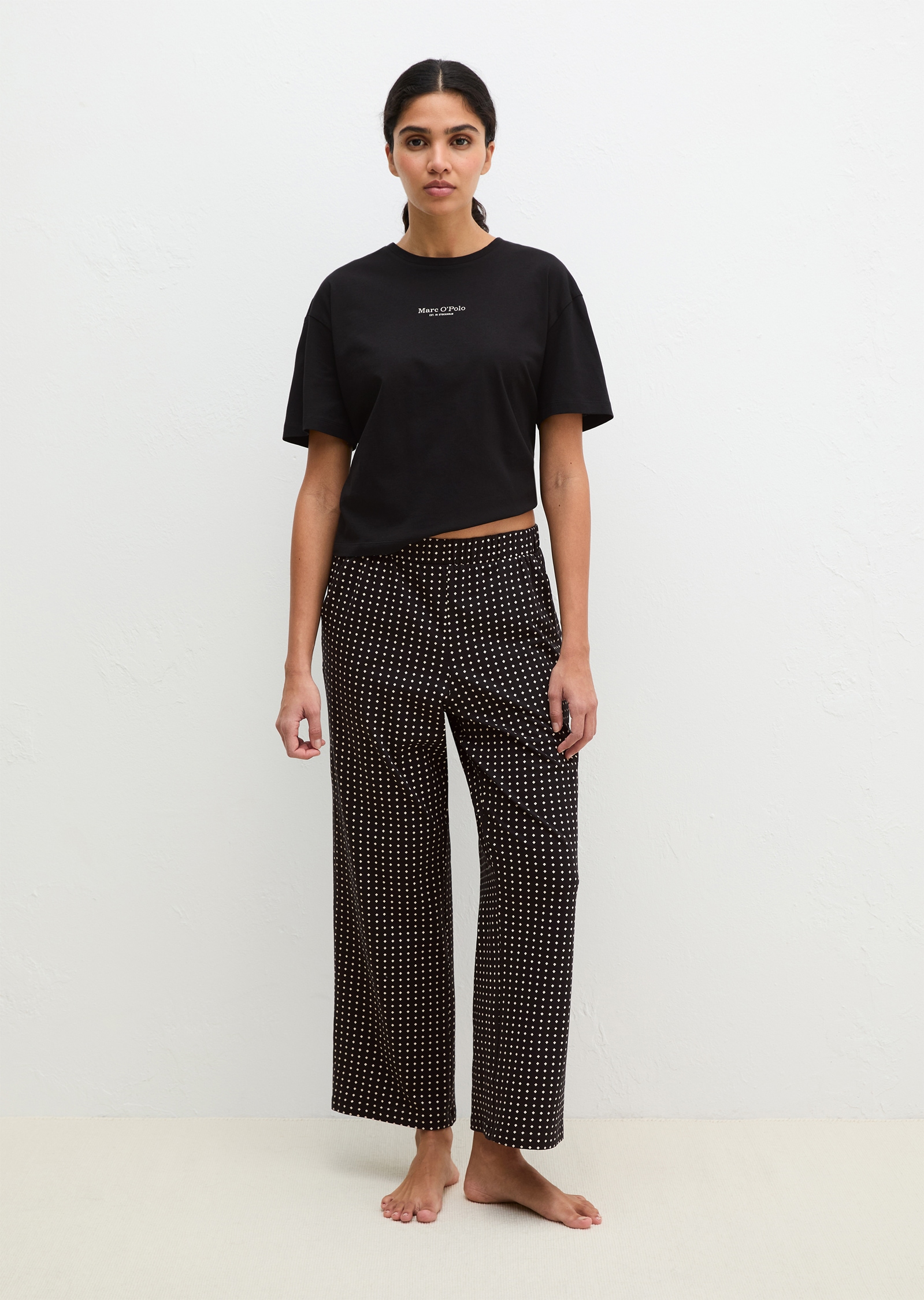 Image of Marc OPolo Pyjama "Mix N Match Cotton" 2 tlg. Shirt mit kurzem Arm, Hose gepunktet