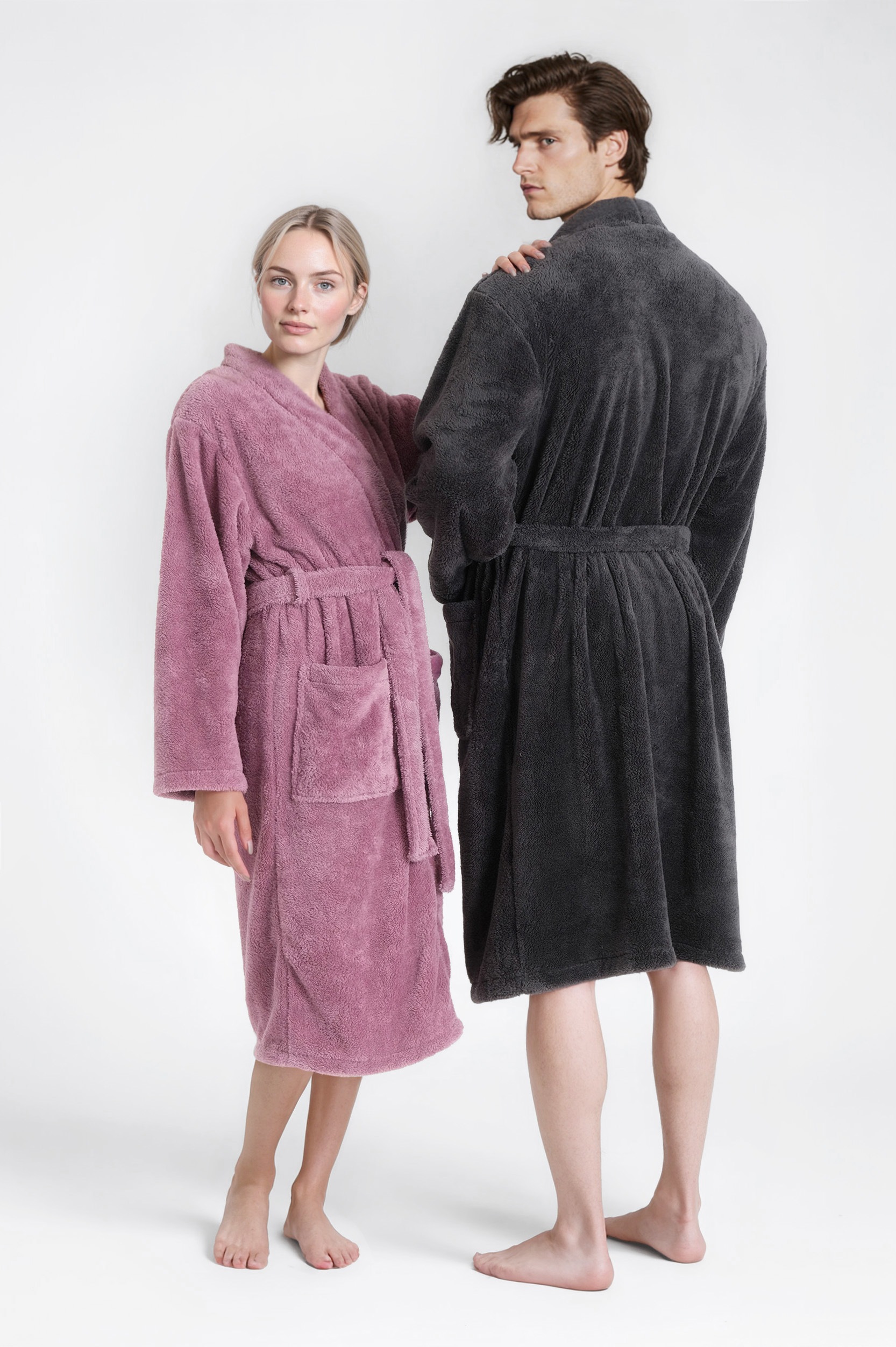 Image of GOODproduct Unisex-Bademantel "Lillou Kimono, ideal für Sauna & Spa, Hotelbademantel, Morgenmantel" 1 Stk. kuschelig weicher Fleece, plüsch, für Damen und Herren, XS-3XL