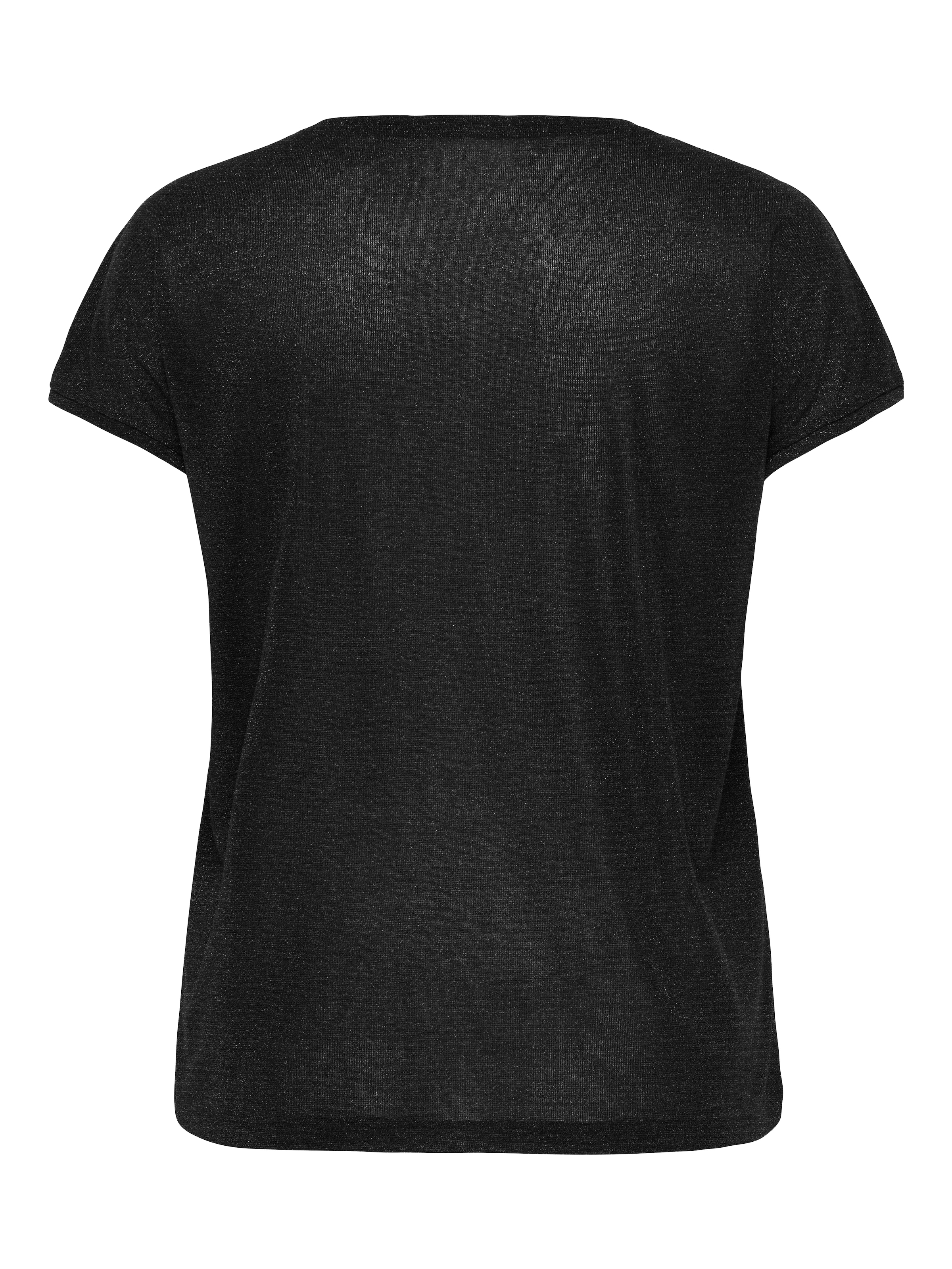 ONLY CARMAKOMA Kurzarmshirt »CARSILVERY S/S V NECK LUREX TOP JRS NOOS«