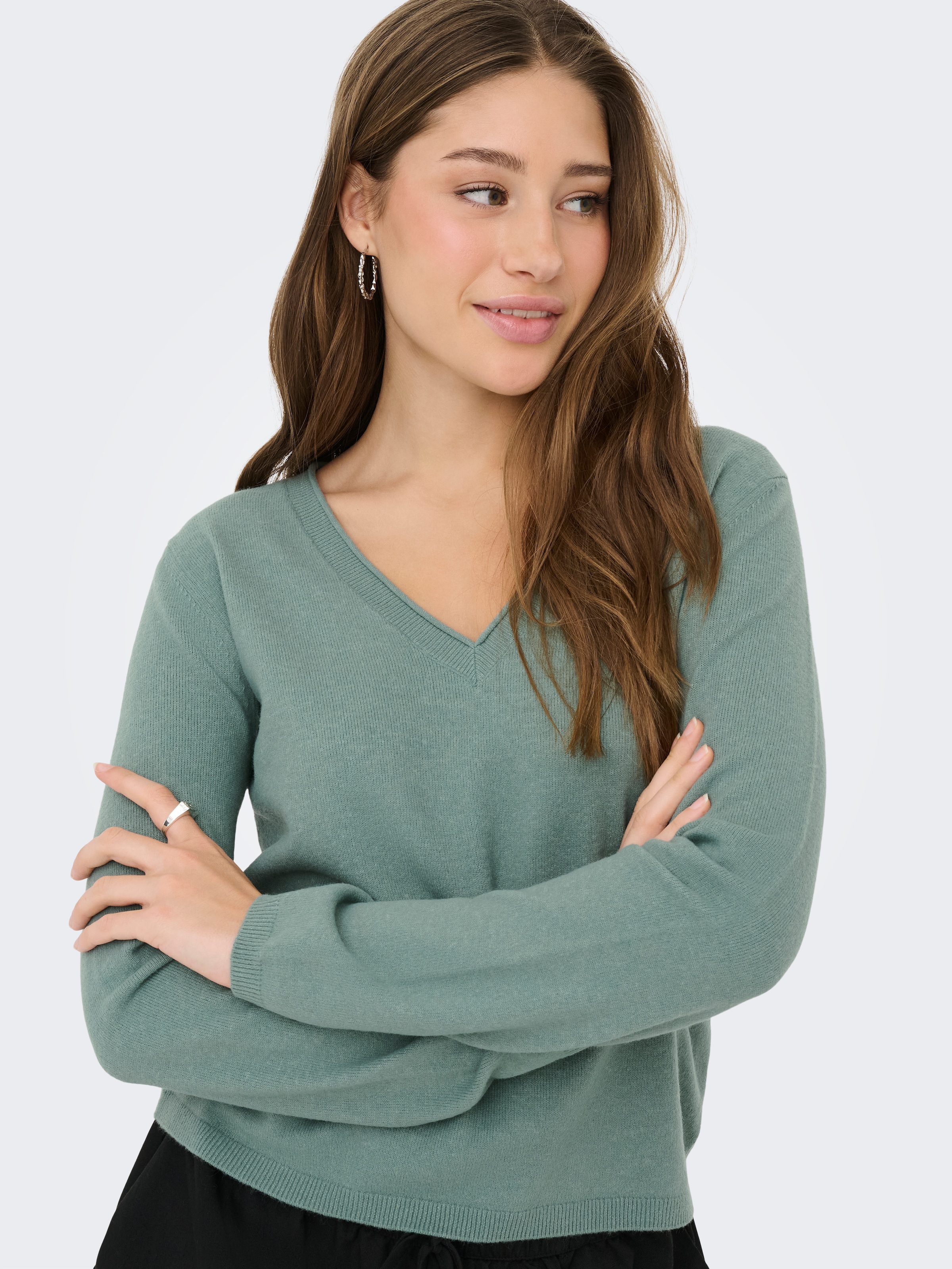 ONLY Pull col V »ONLLOYAL LIFE LS V-NECK PULLO KNT NOOS« Materialmix