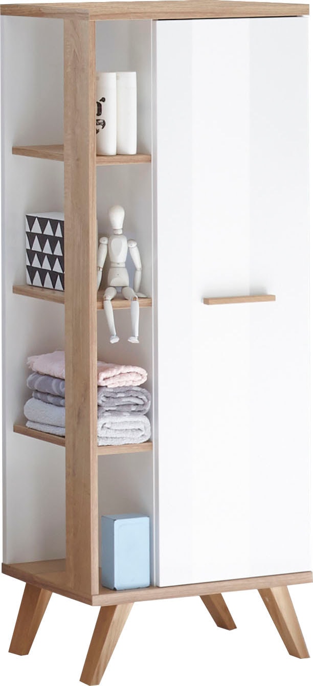 Image of Saphir Midischrank "Quickset Badschrank 50,5 cm breit, 1 Tür, seitliche Ablagen" Badezimmer-Midischrank inkl. Türdämpfer, Griffe in Holz