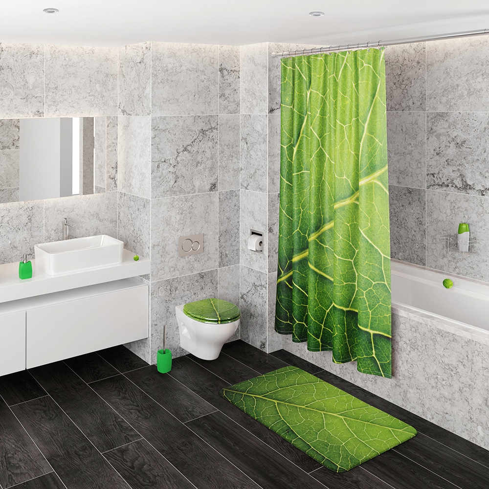 Sanilo Badaccessoire-Set »Blatt« bestehend aus WC-Sitz, Badteppich und Waschbeckenstöpsel