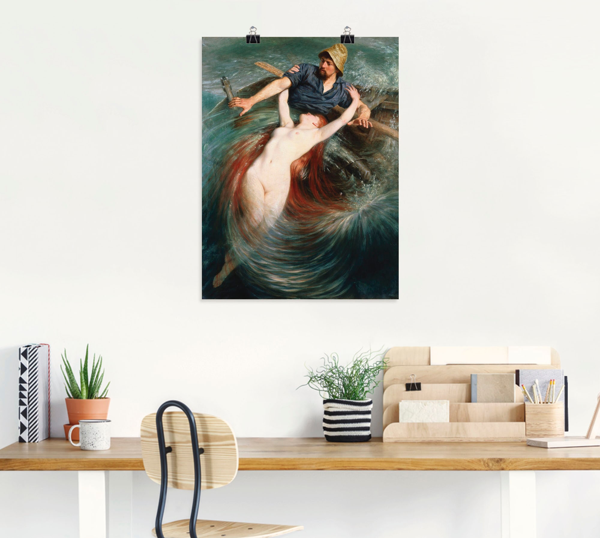 Artland Wandbild »Ein Fischer in den Fängen einer Sirene.«, klassische Fantasie, (1 St.), als Leinwandbild, Poster in verschied. Grössen