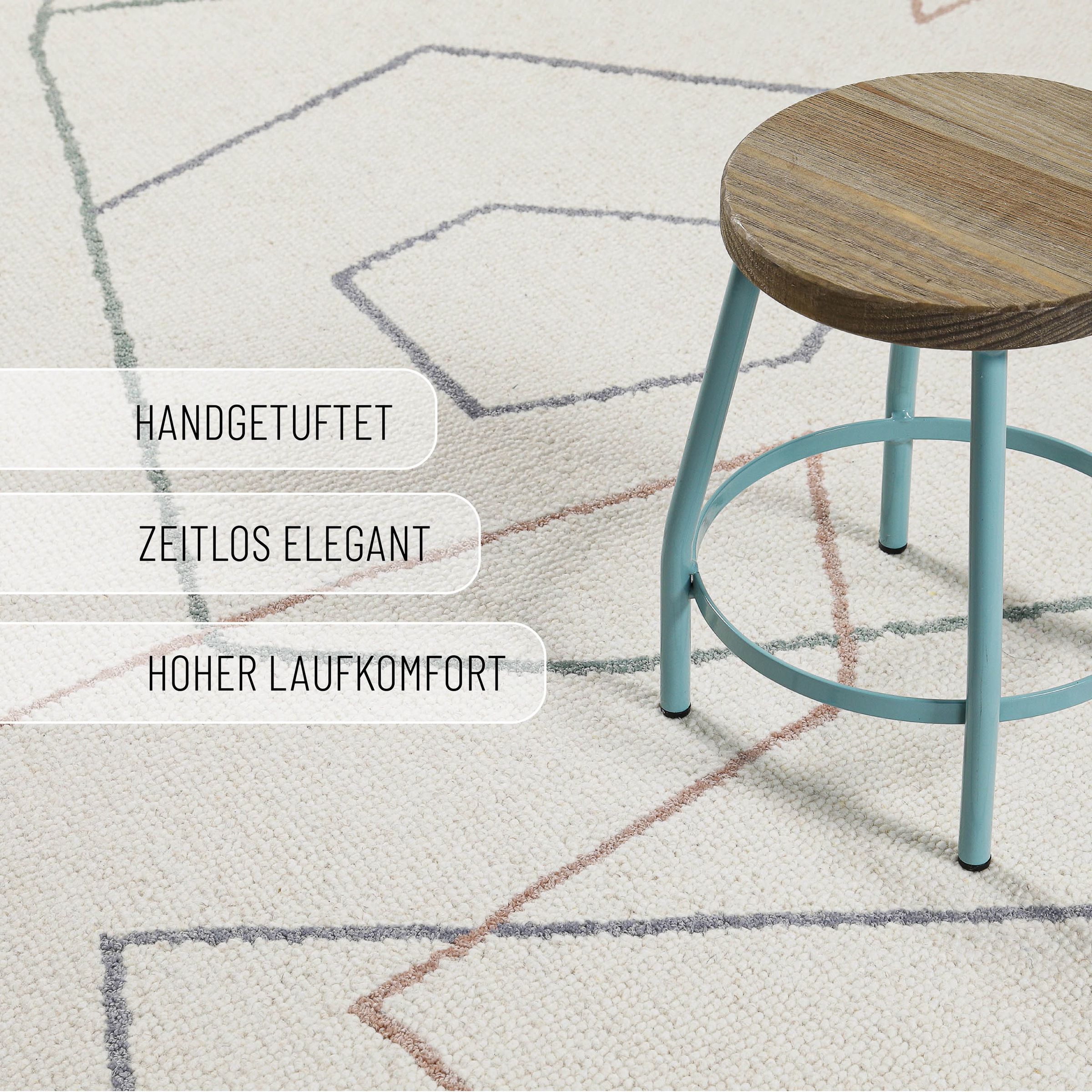 Wecon home Teppich »Nox« rechteckig 6 mm Höhe Wollteppich, abstrakt, hochwertig, handgetuftet, robust, modern