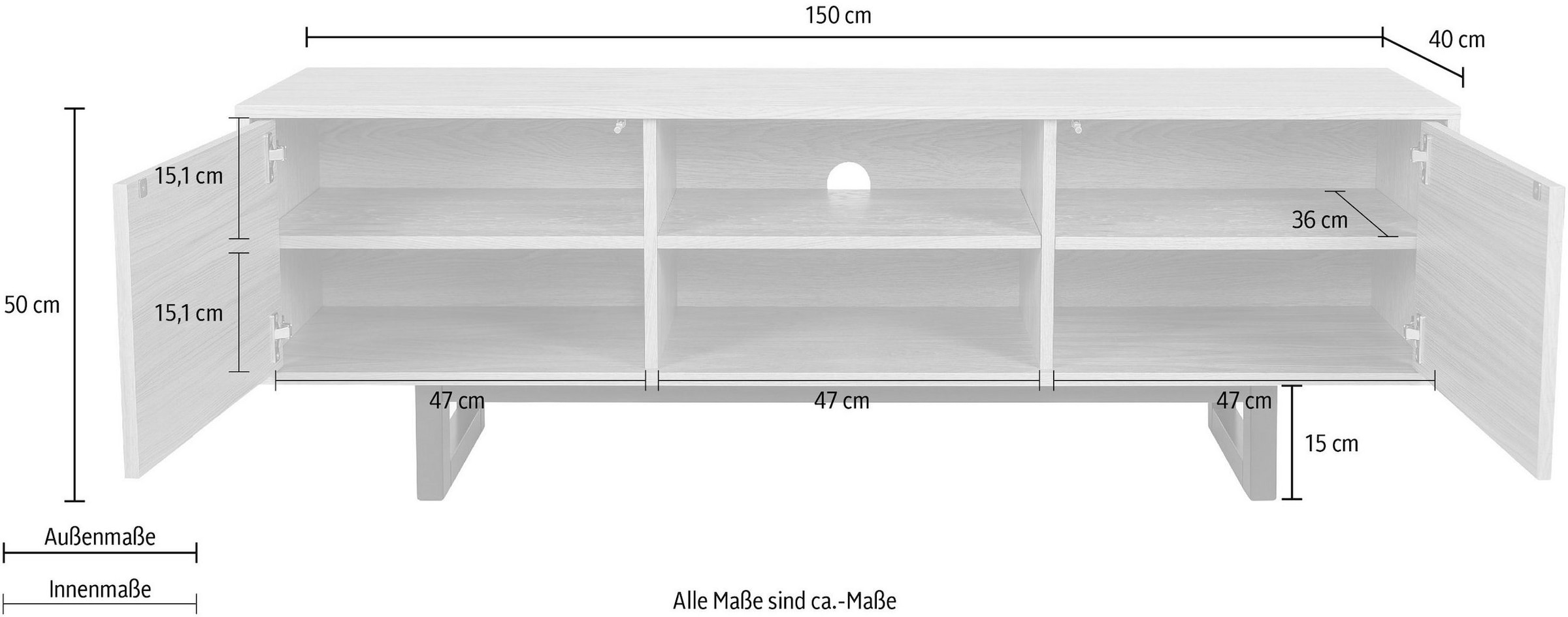 andas Lowboard, mit besonderem Print, mit push-to-open Funktion